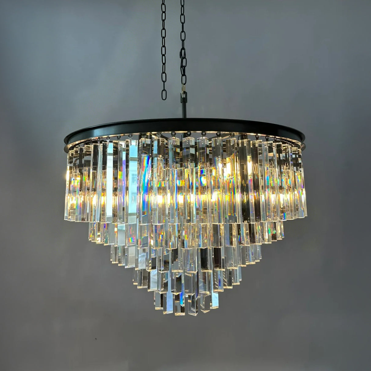 32 Inch Cristal Prism Tiered Chandelier - Odeon