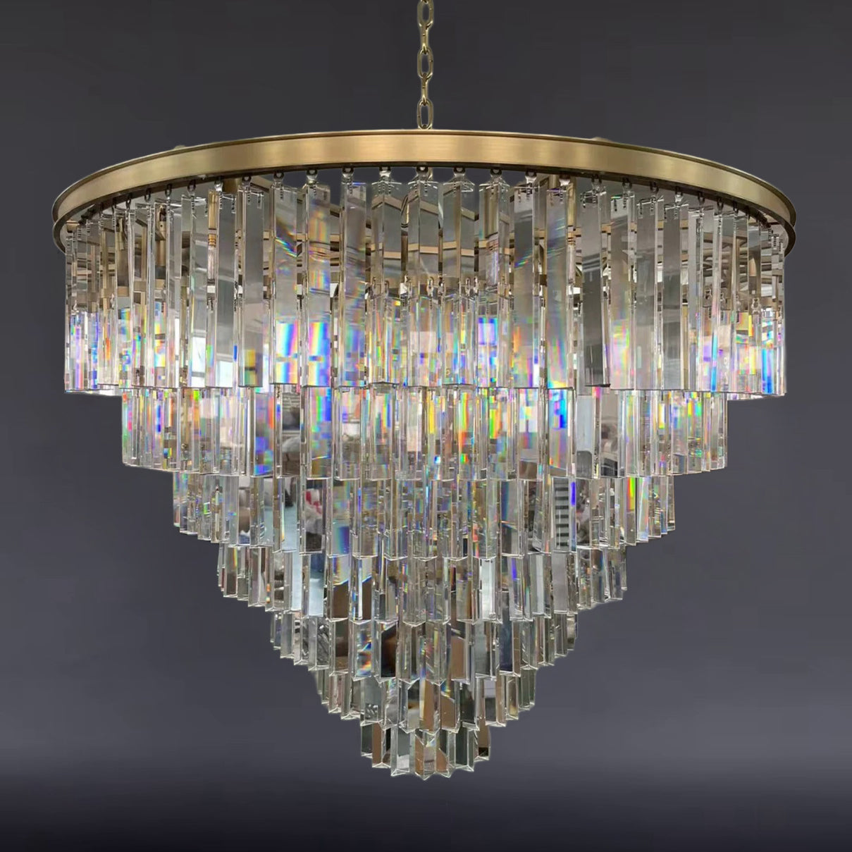 43 Inch Cristal Prism Tiered Chandelier - Odeon