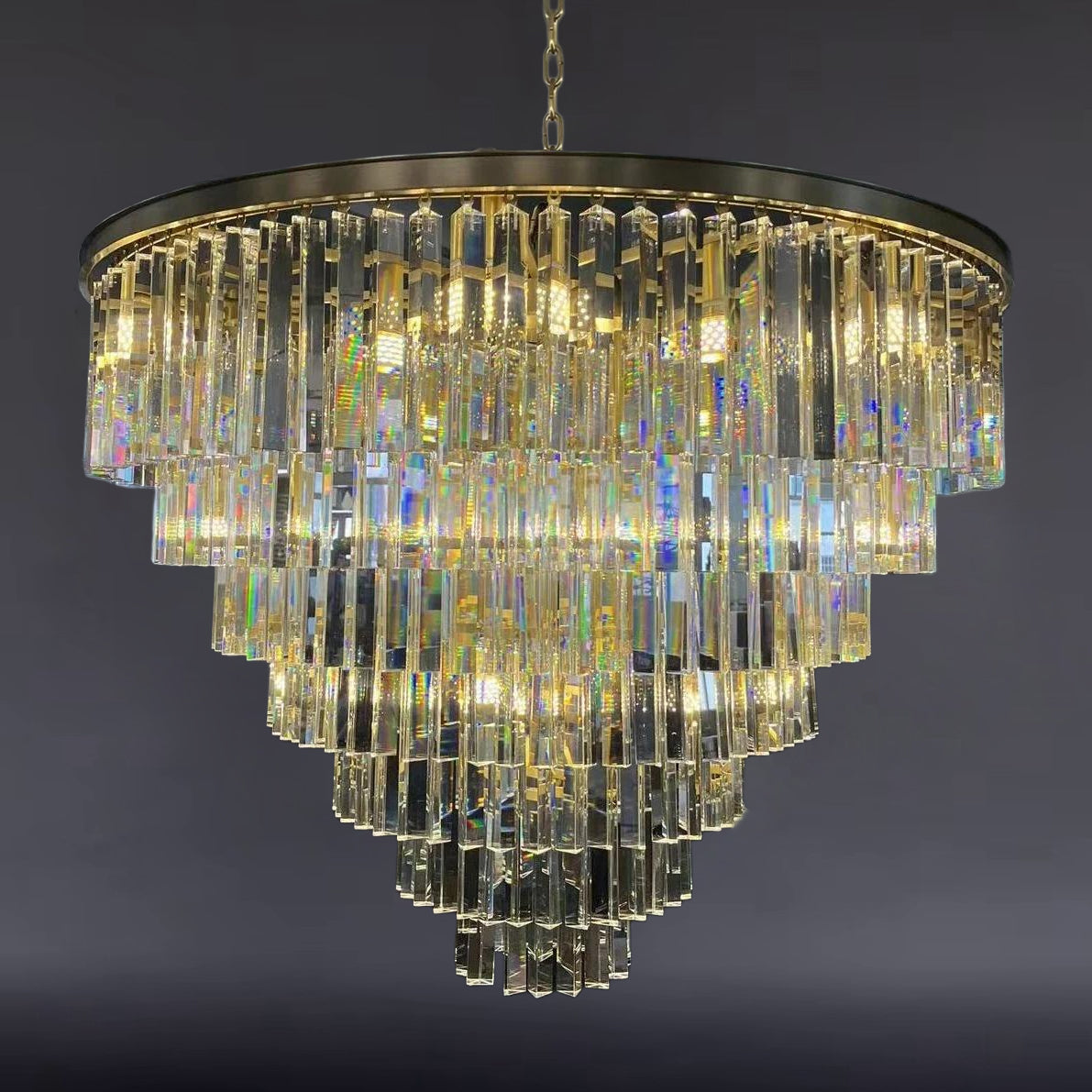 43 Inch Cristal Prism Tiered Chandelier - Odeon