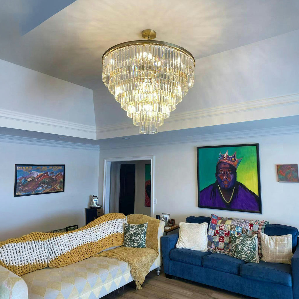 43 Inch Crystal Prism Tiered Chandelier - Odeon