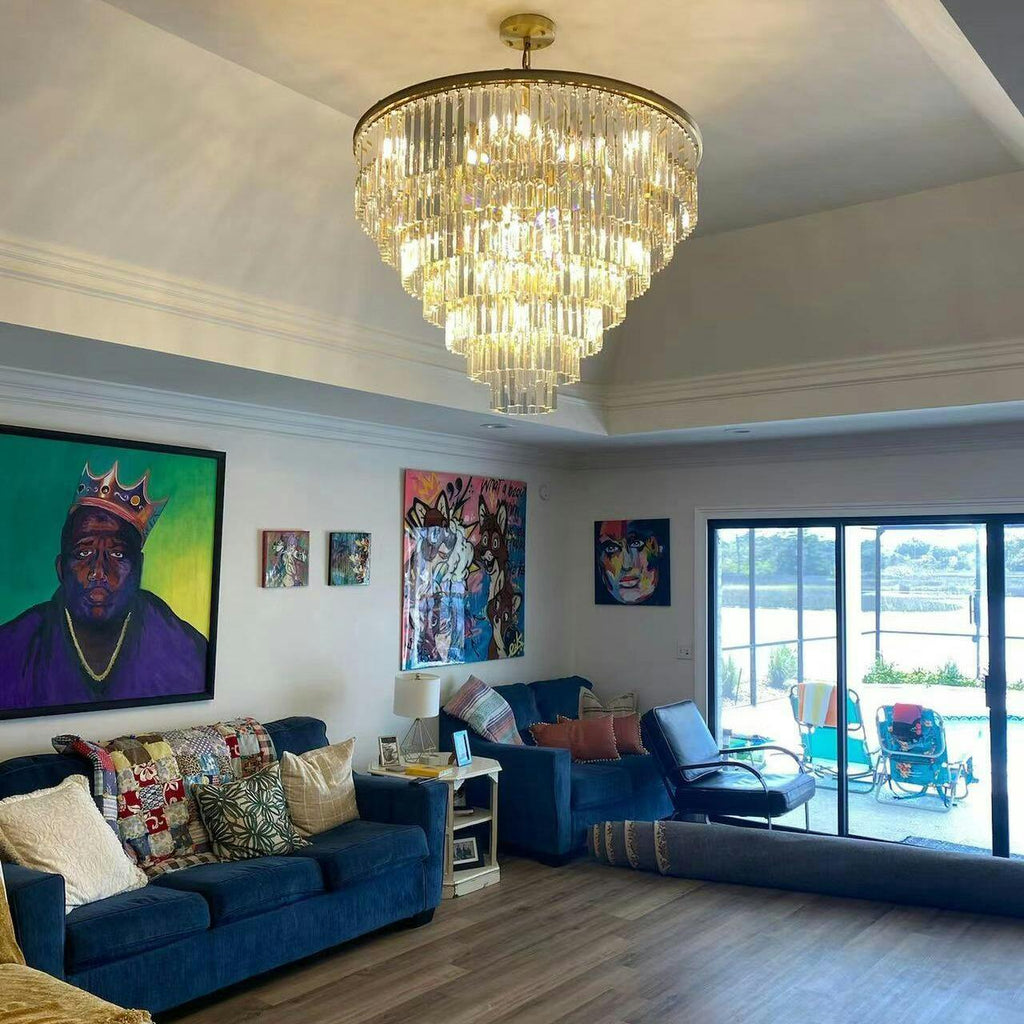 43 Inch Crystal Prism Tiered Chandelier - Odeon