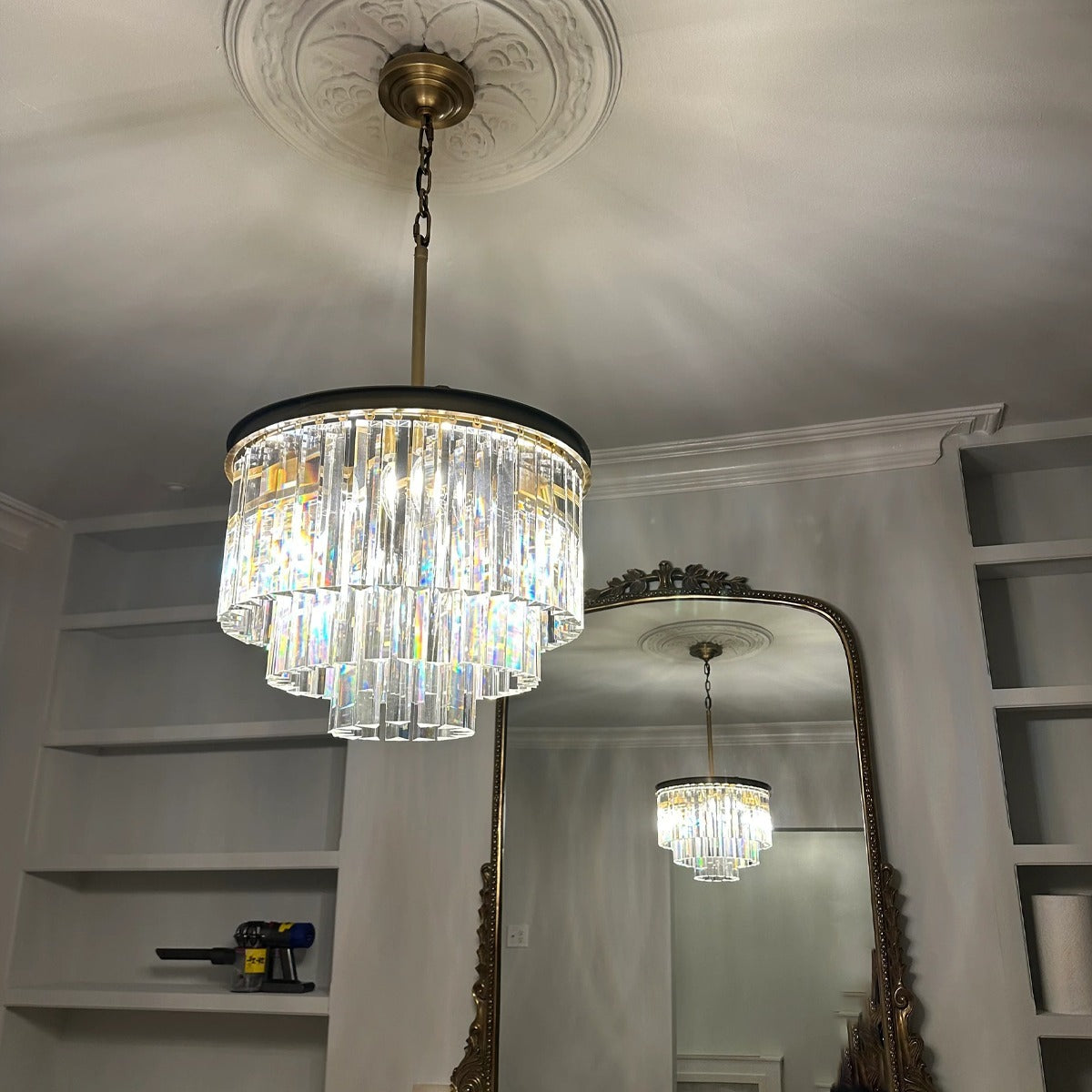 20 Inch Crystal Prism Tiered Chandelier - Odeon