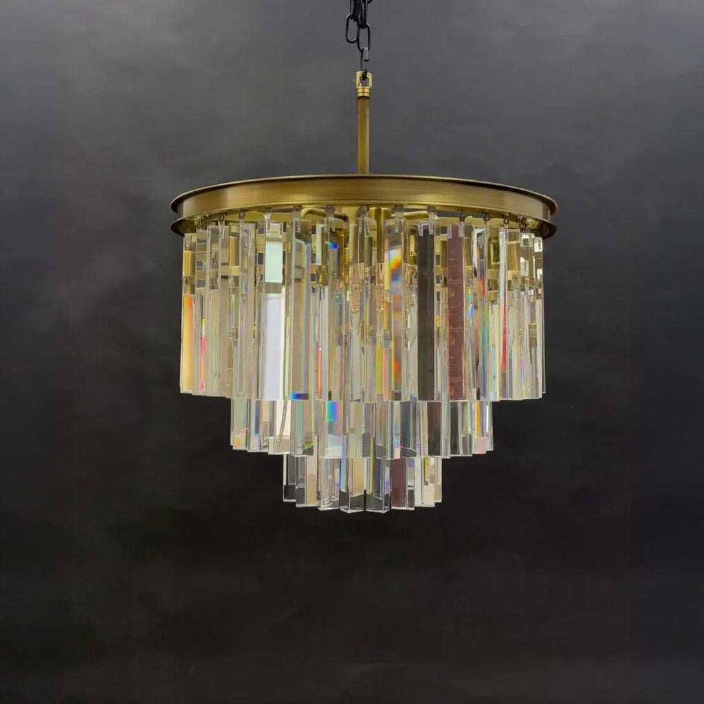20 Inch Crystal Prism Tiered Chandelier - Odeon