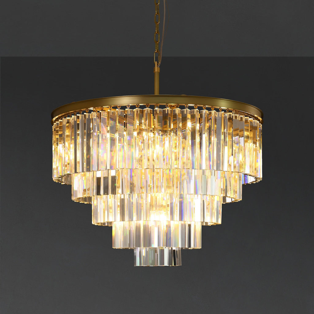 32 Inch Crystal Prism Tiered Chandelier - Odeon