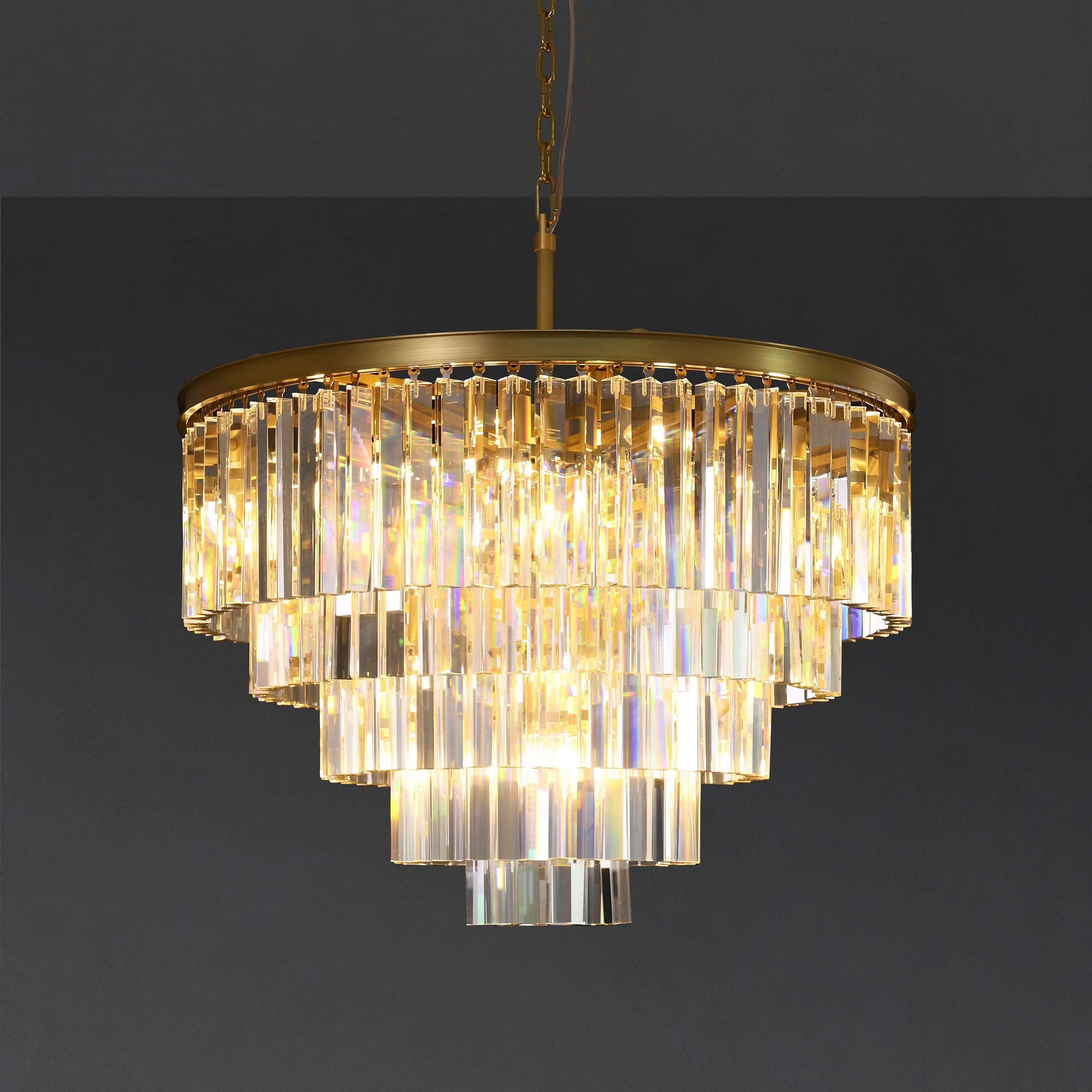 32 Inch Cristal Prism Tiered Chandelier - Odeon