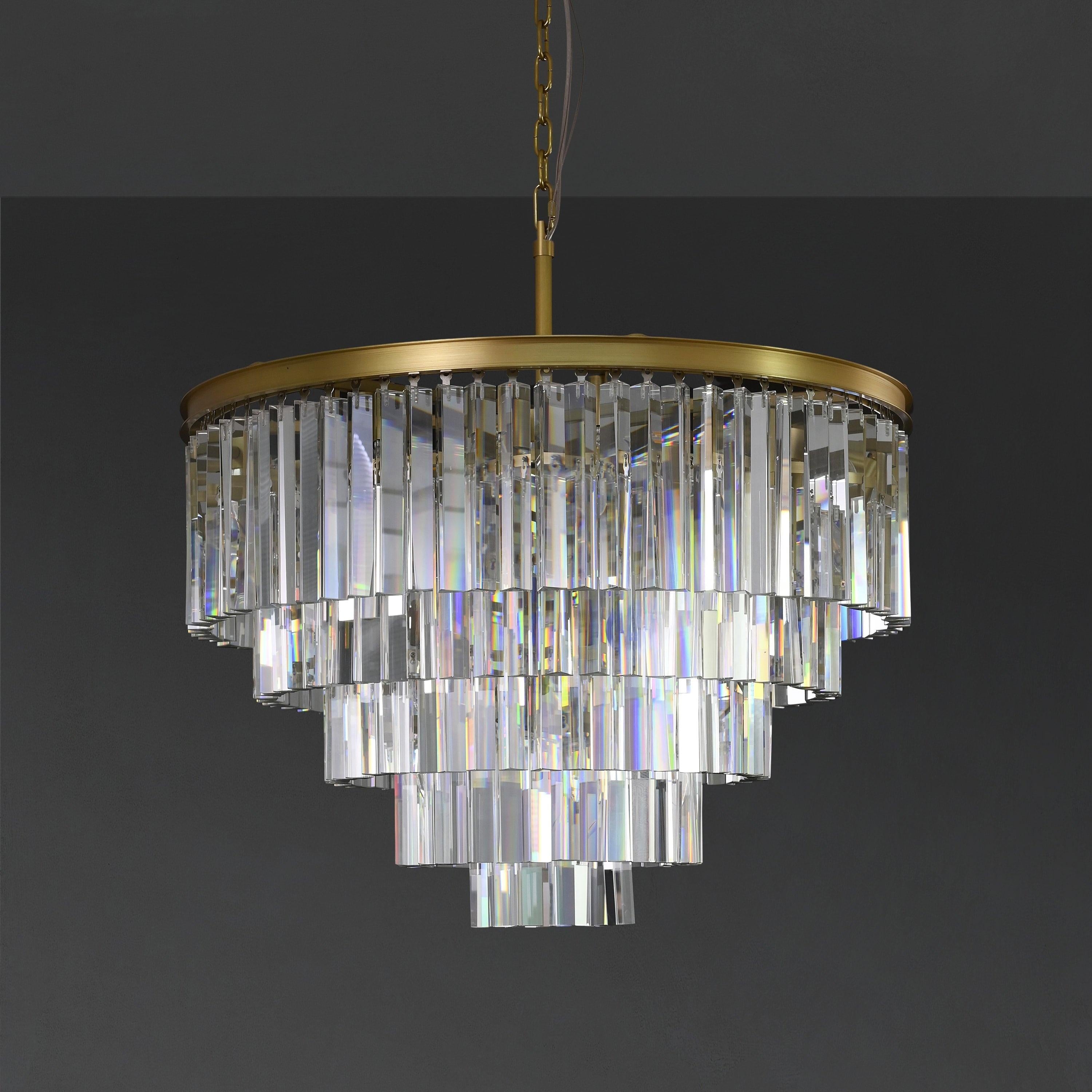 32 Inch Cristal Prism Tiered Chandelier - Odeon