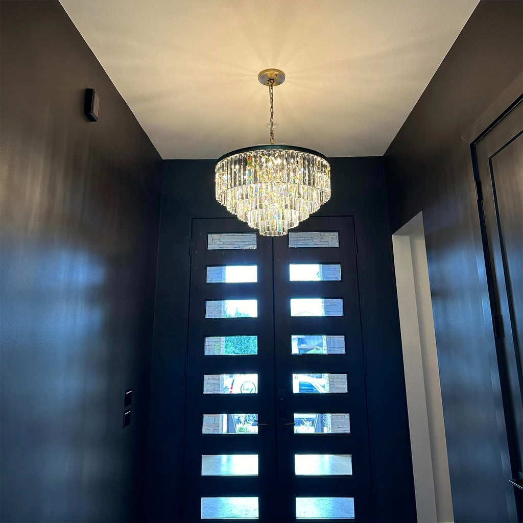32 Inch Crystal Prism Tiered Chandelier - Odeon