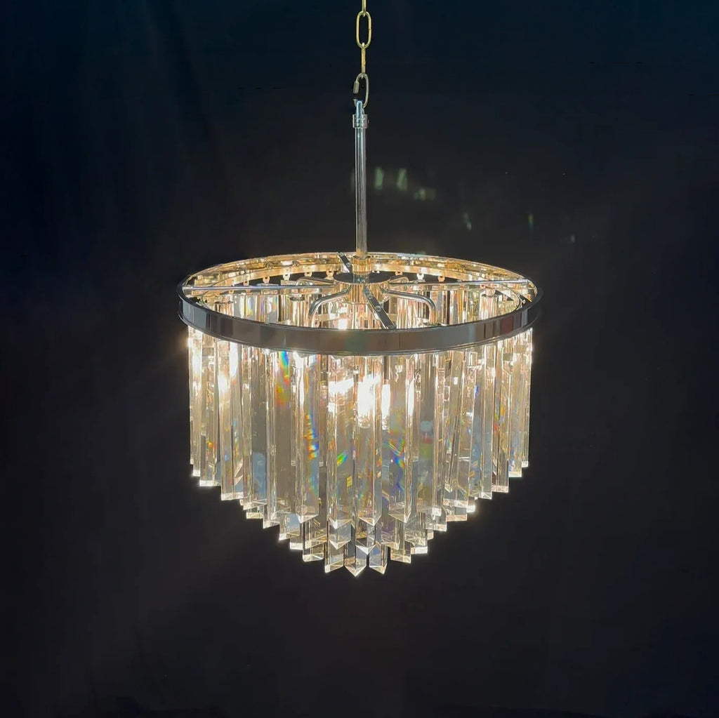 20 Inch Crystal Prism Tiered Chandelier - Odeon