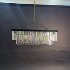 40 Inch Crystal Prism Tiered Rectangular Chandelier - Odeon