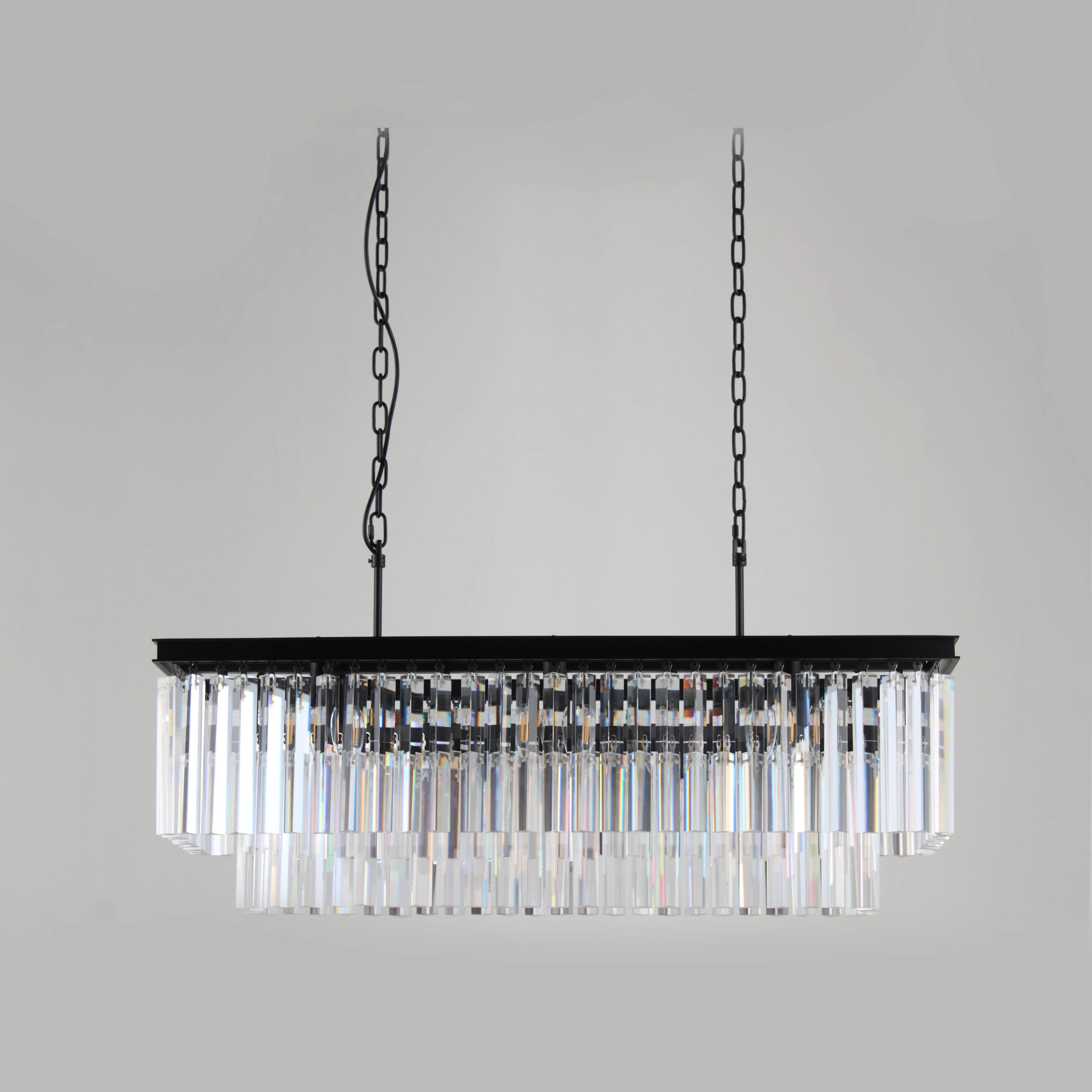 40 Inch Cristal Prism Tiered Rectangular Chandelier - Odeon