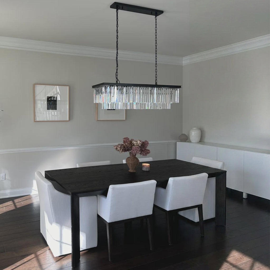 49 Inch Crystal Prism Tiered Rectangular Chandelier - Odeon