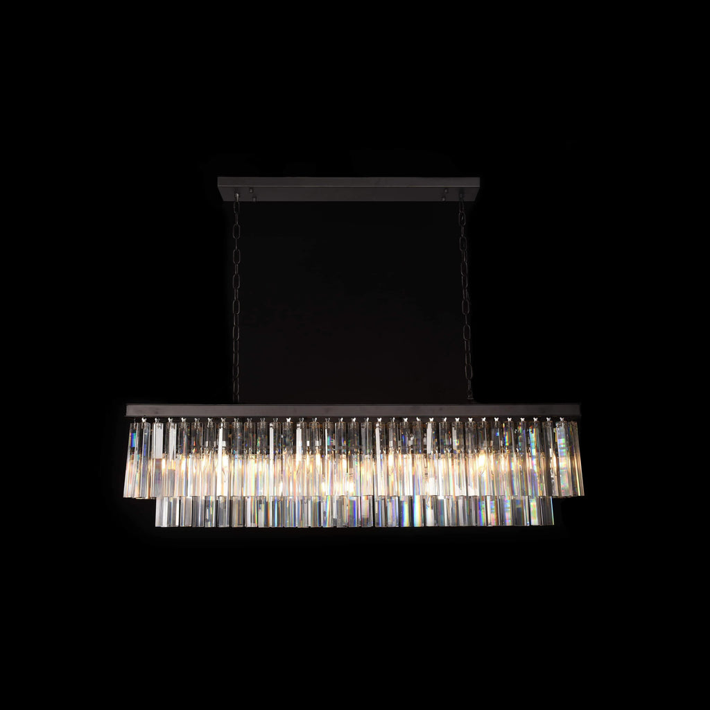 49 Inch Crystal Prism Tiered Rectangular Chandelier - Odeon