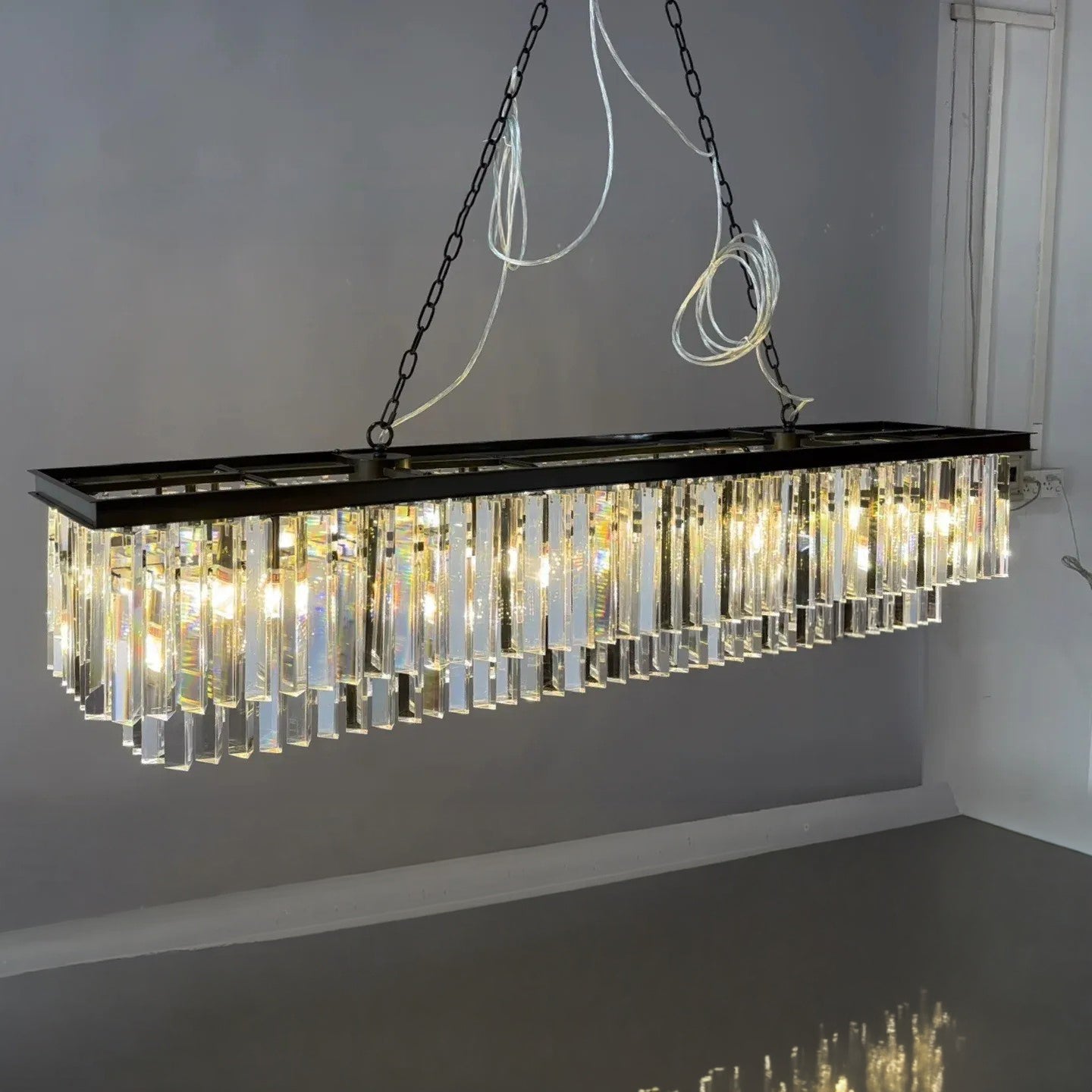 59 Inch Cristal Prism Tiered Rectangular Chandelier - Odeon