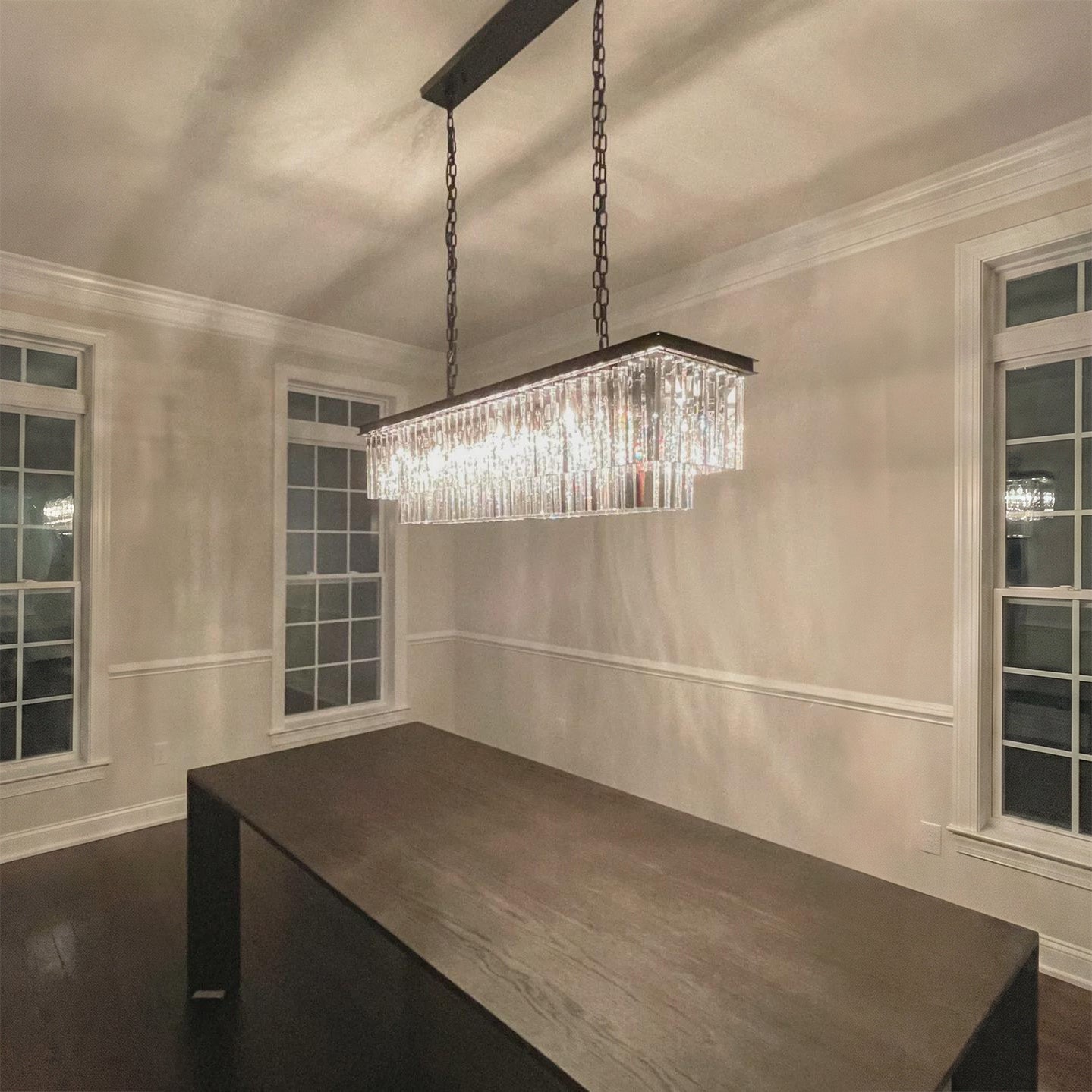 59 Inch Crystal Prism Tiered Rectangular Chandelier - Odeon