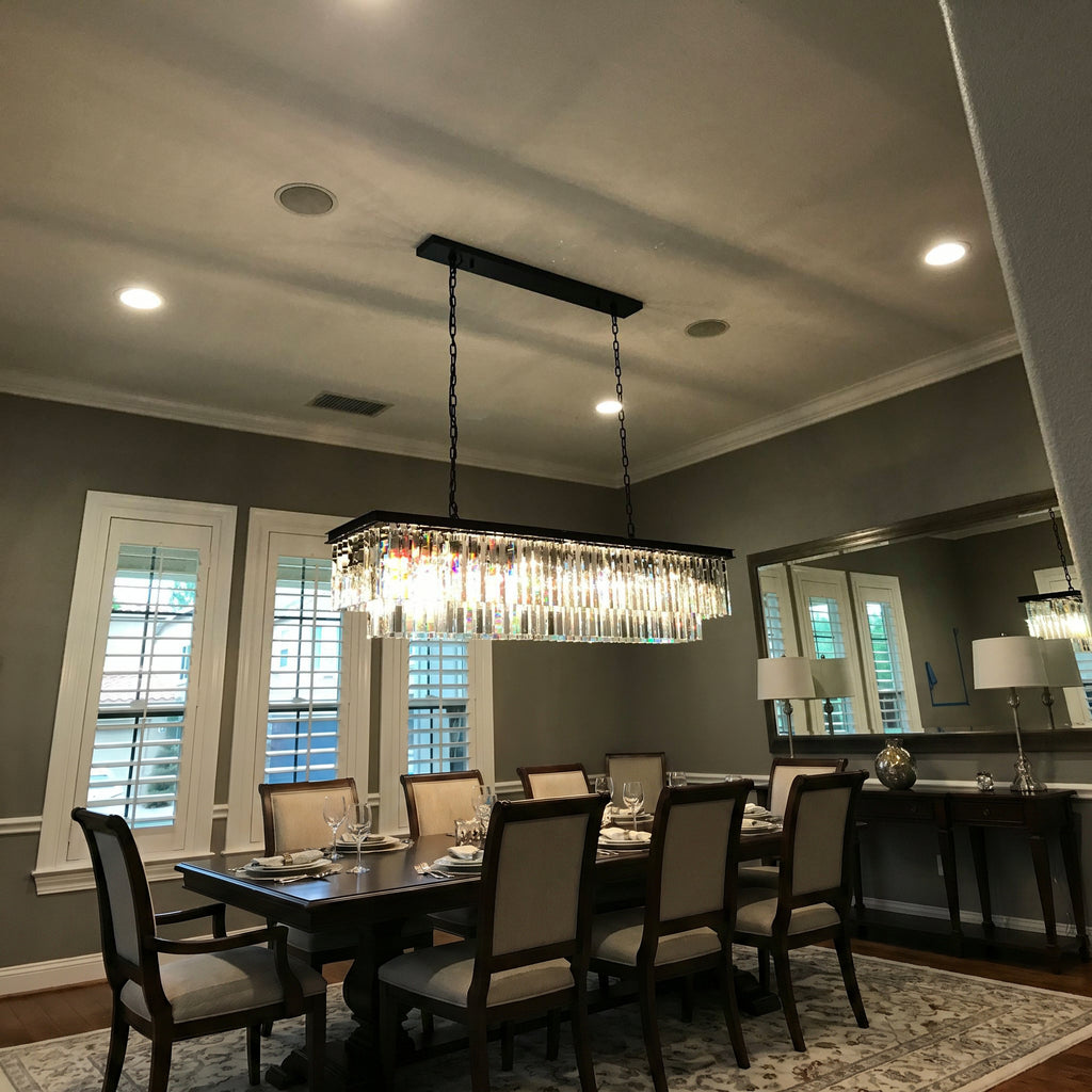 59 Inch Crystal Prism Tiered Rectangular Chandelier - Odeon