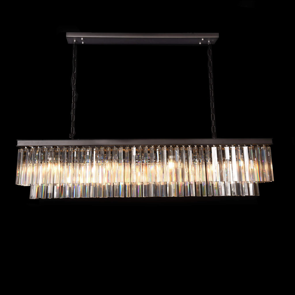 59 Inch Crystal Prism Tiered Rectangular Chandelier - Odeon
