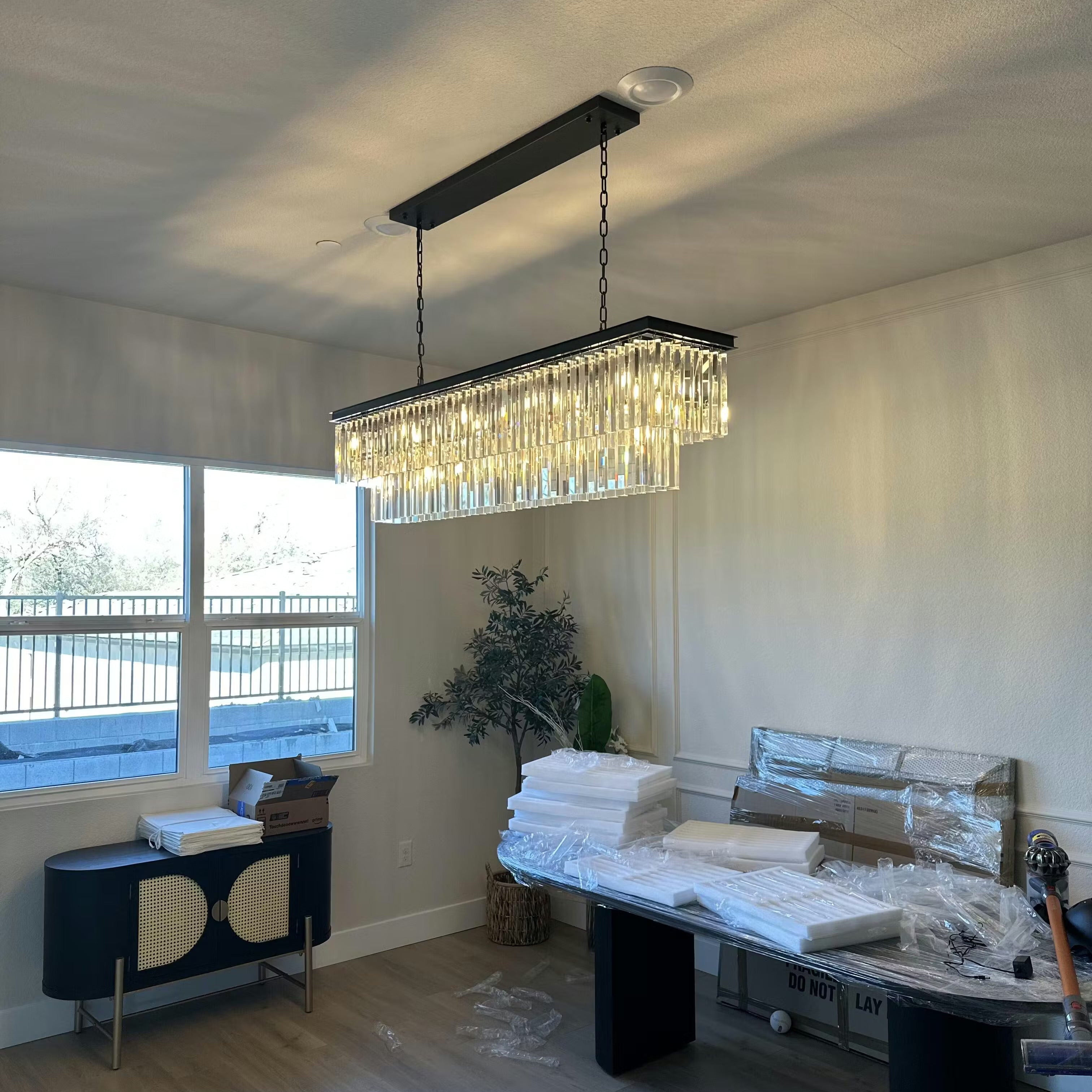 59 Inch Crystal Prism Tiered Rectangular Chandelier - Odeon