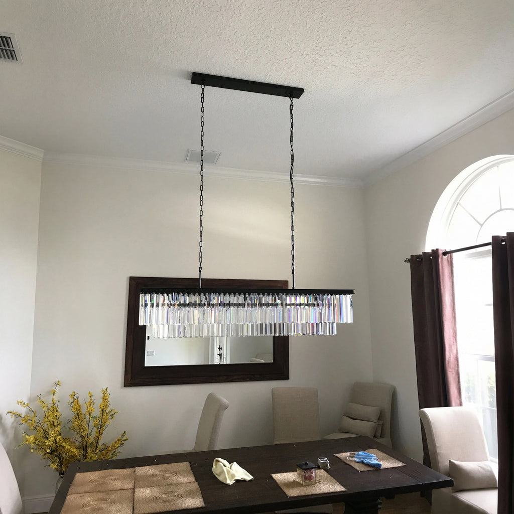 59 Inch Crystal Prism Tiered Rectangular Chandelier - Odeon