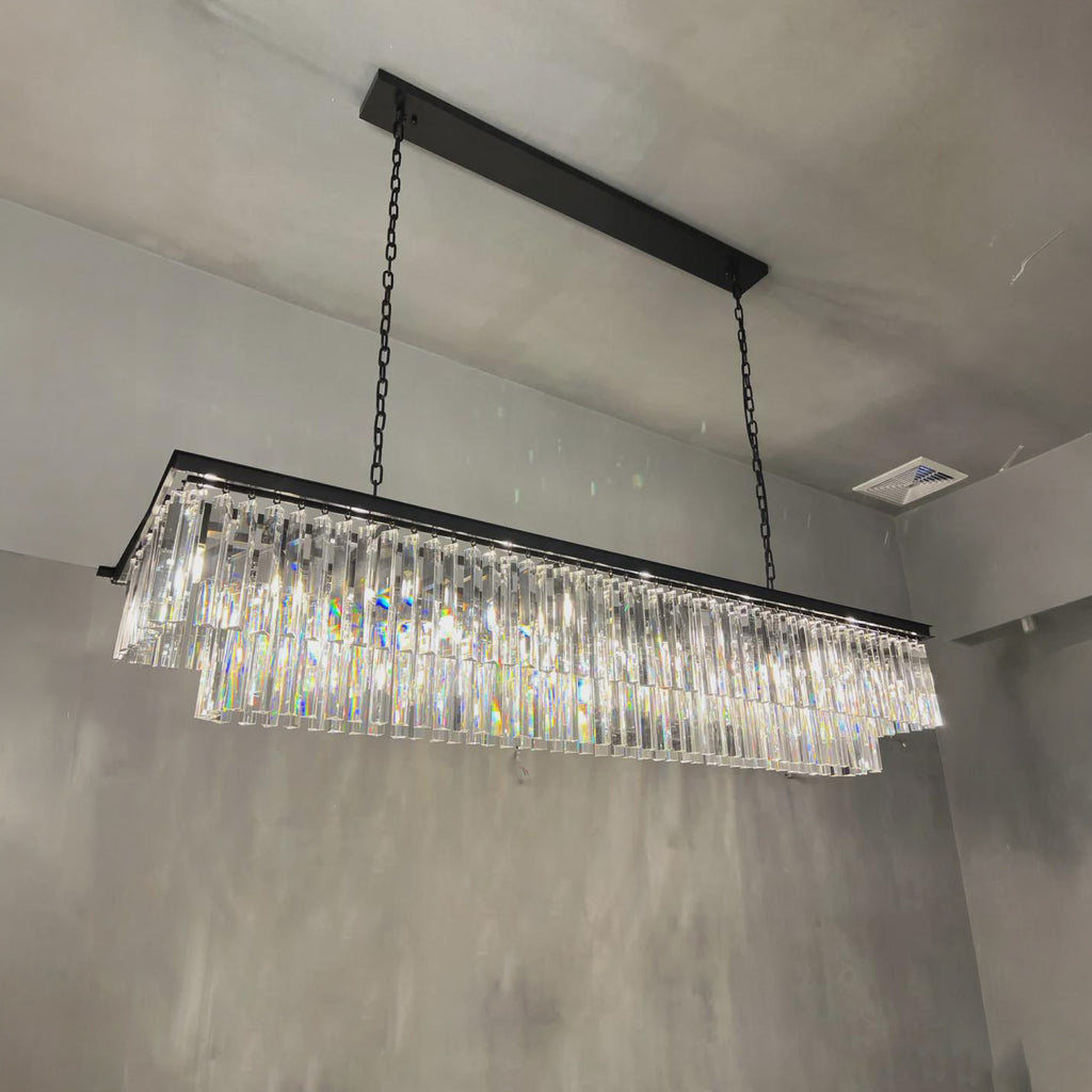 72 Inch Crystal Prism Tiered Rectangular Chandelier - Odeon