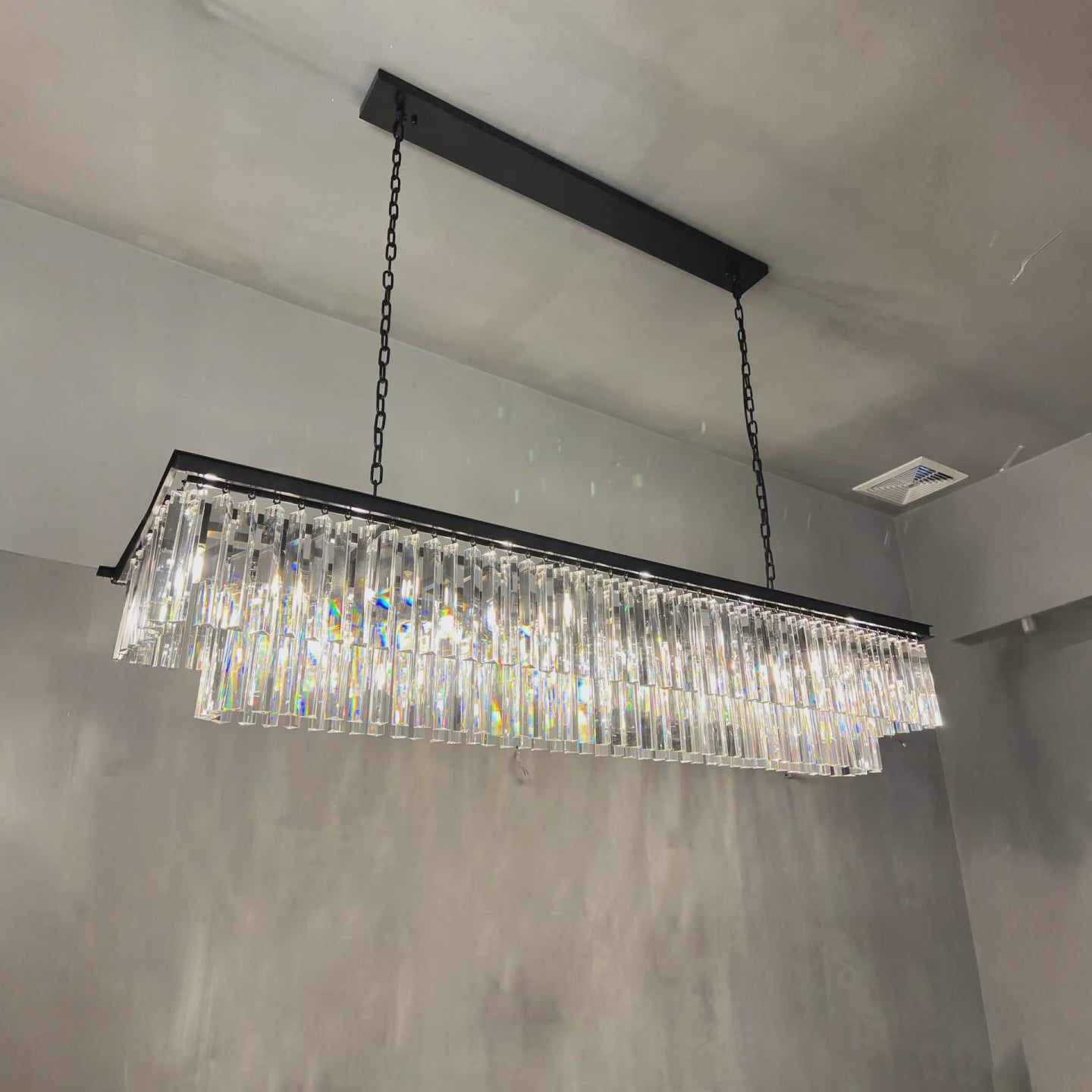 72 Inch Cristal Prism Tiered Rectangular Chandelier - Odeon