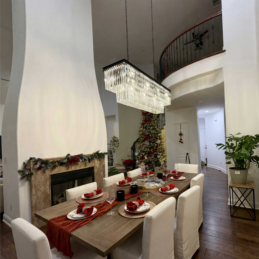 72 Inch Crystal Prism Tiered Rectangular Chandelier - Odeon