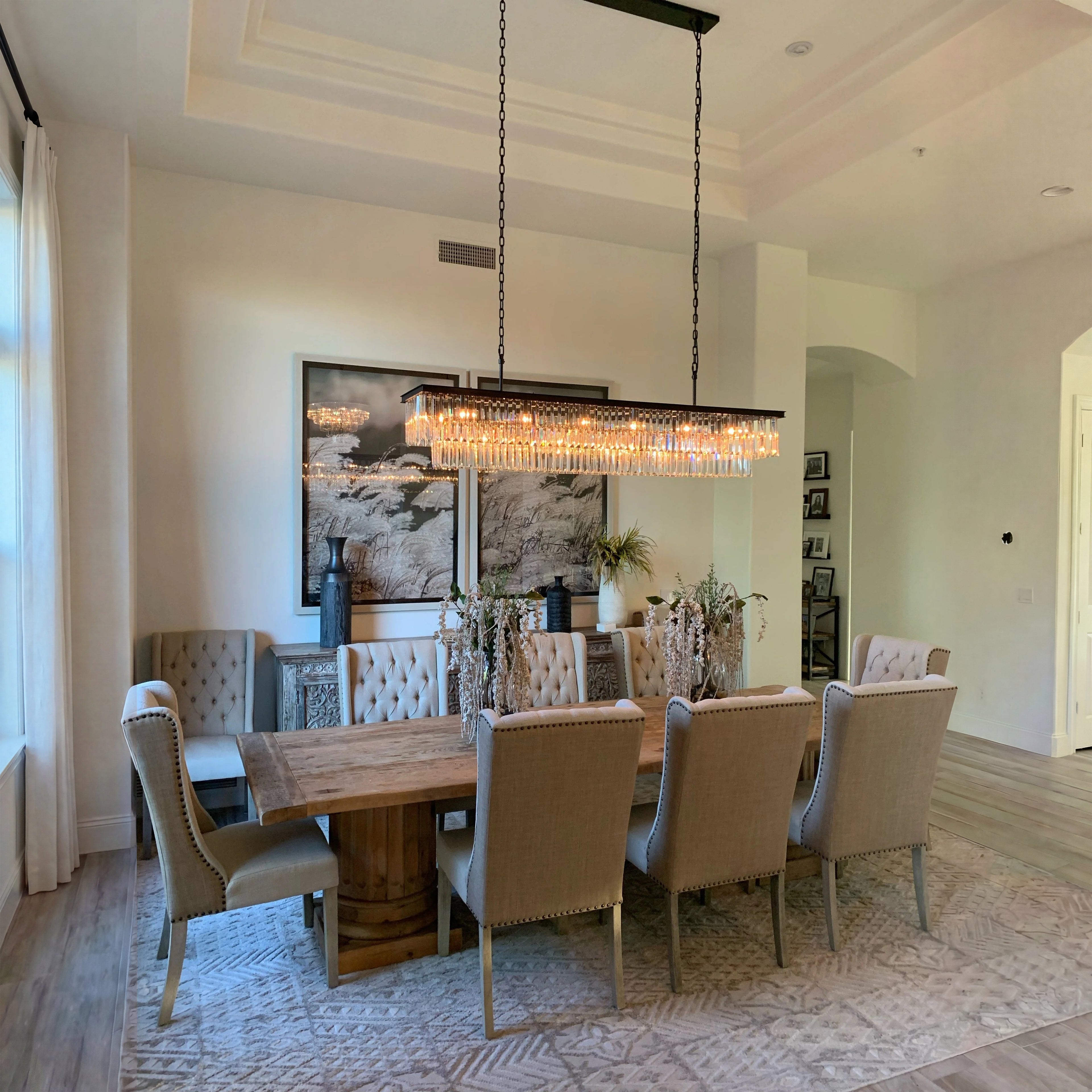 72 Inch Cristal Prism Tiered Rectangular Chandelier - Odeon