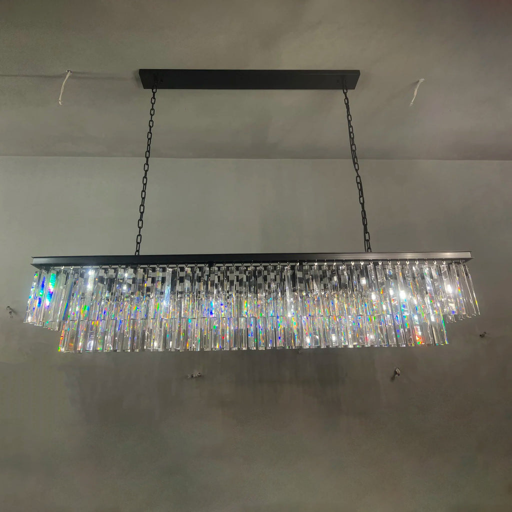 72 Inch Crystal Prism Tiered Rectangular Chandelier - Odeon