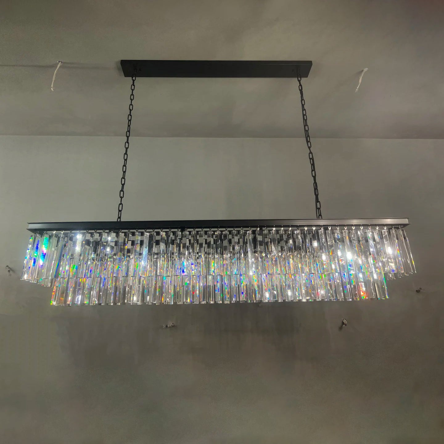 72 Inch Crystal Prism Tiered Rectangular Chandelier - Odeon