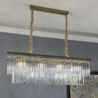 40 Inch Crystal Prism Tiered Rectangular Chandelier - Odeon