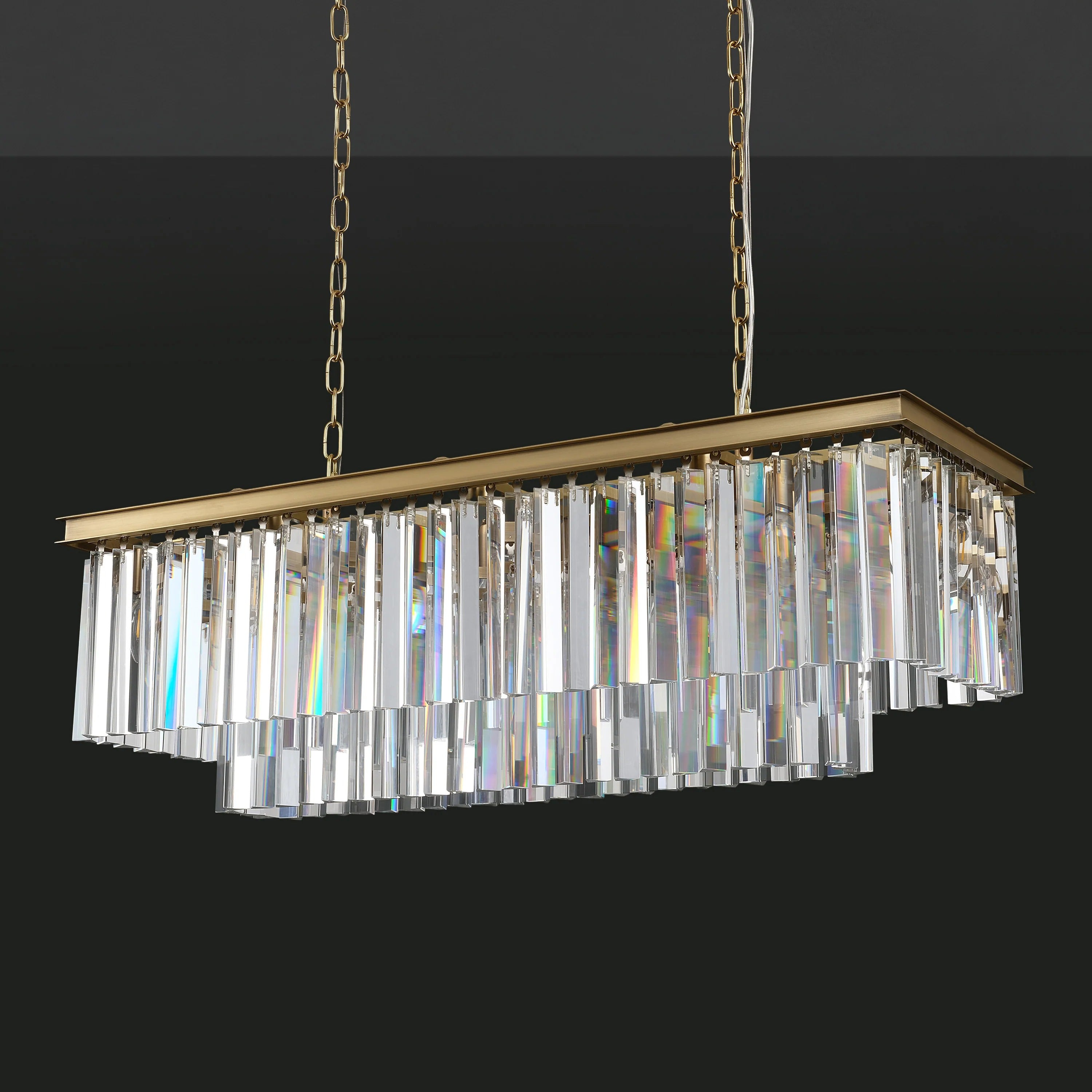 40 Inch Crystal Prism Rectangular Chandelier - Odeon