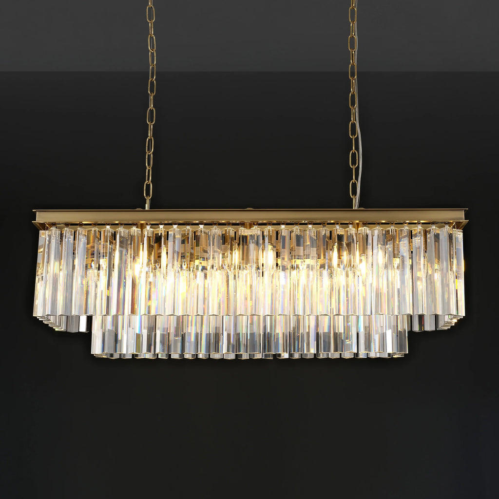 40 Inch Crystal Prism Rectangular Chandelier - Odeon