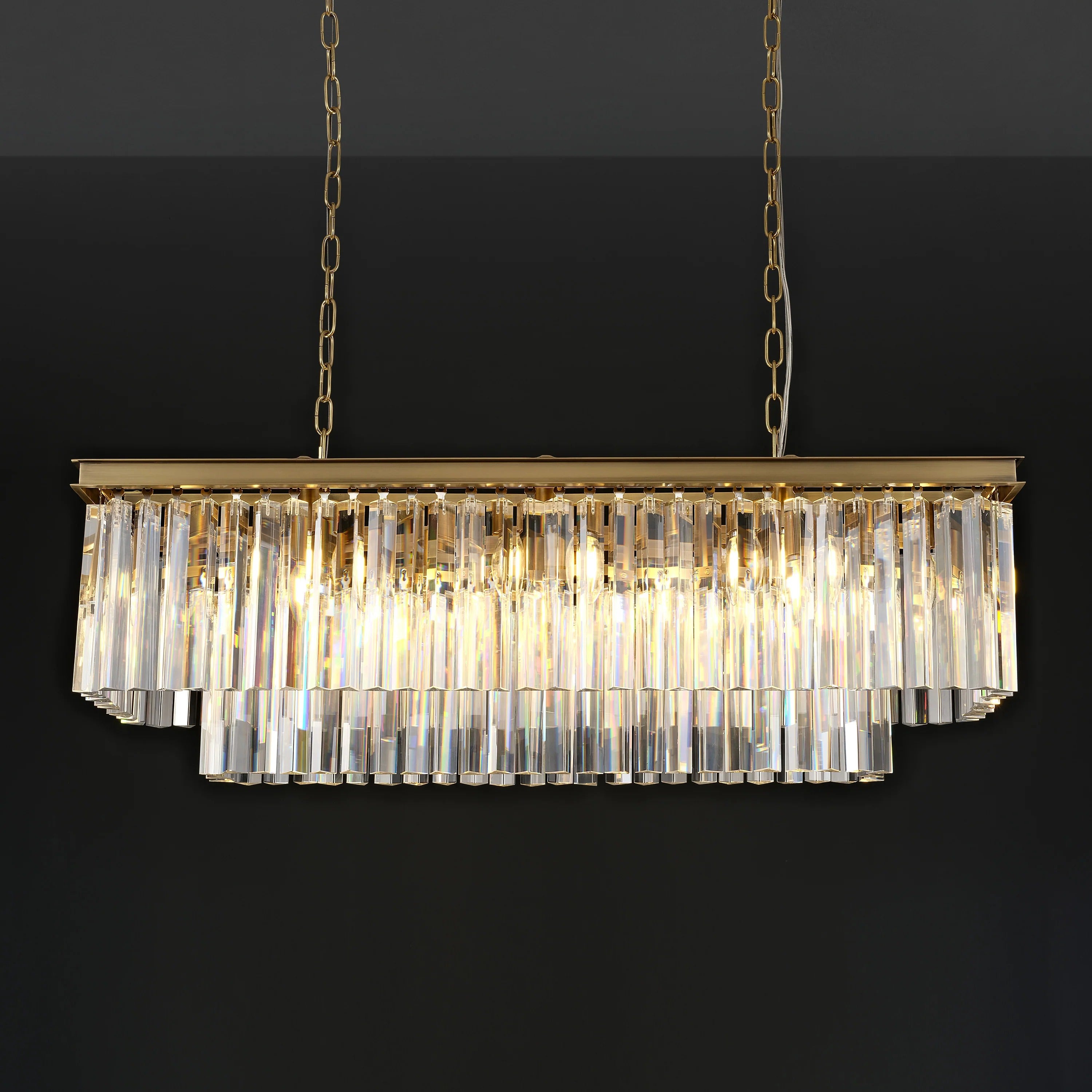 40 Inch Crystal Prism Rectangular Chandelier - Odeon