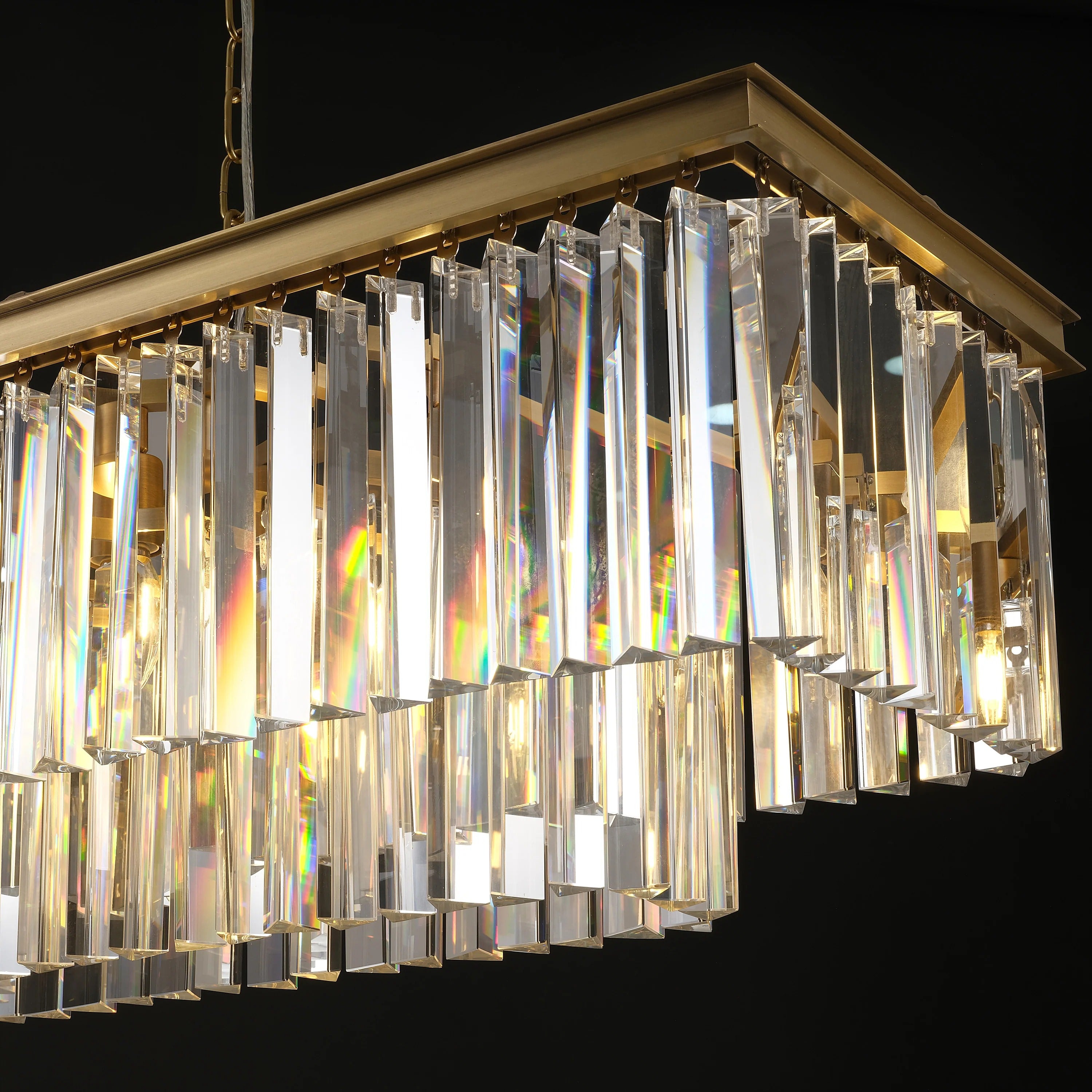 40 Inch Crystal Prism Rectangular Chandelier - Odeon