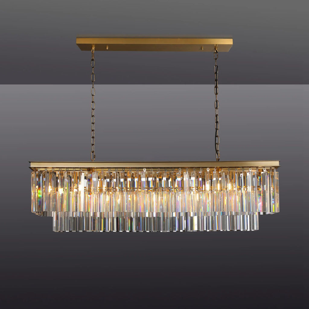 49 Inch Crystal Prism Tiered Rectangular Chandelier - Odeon