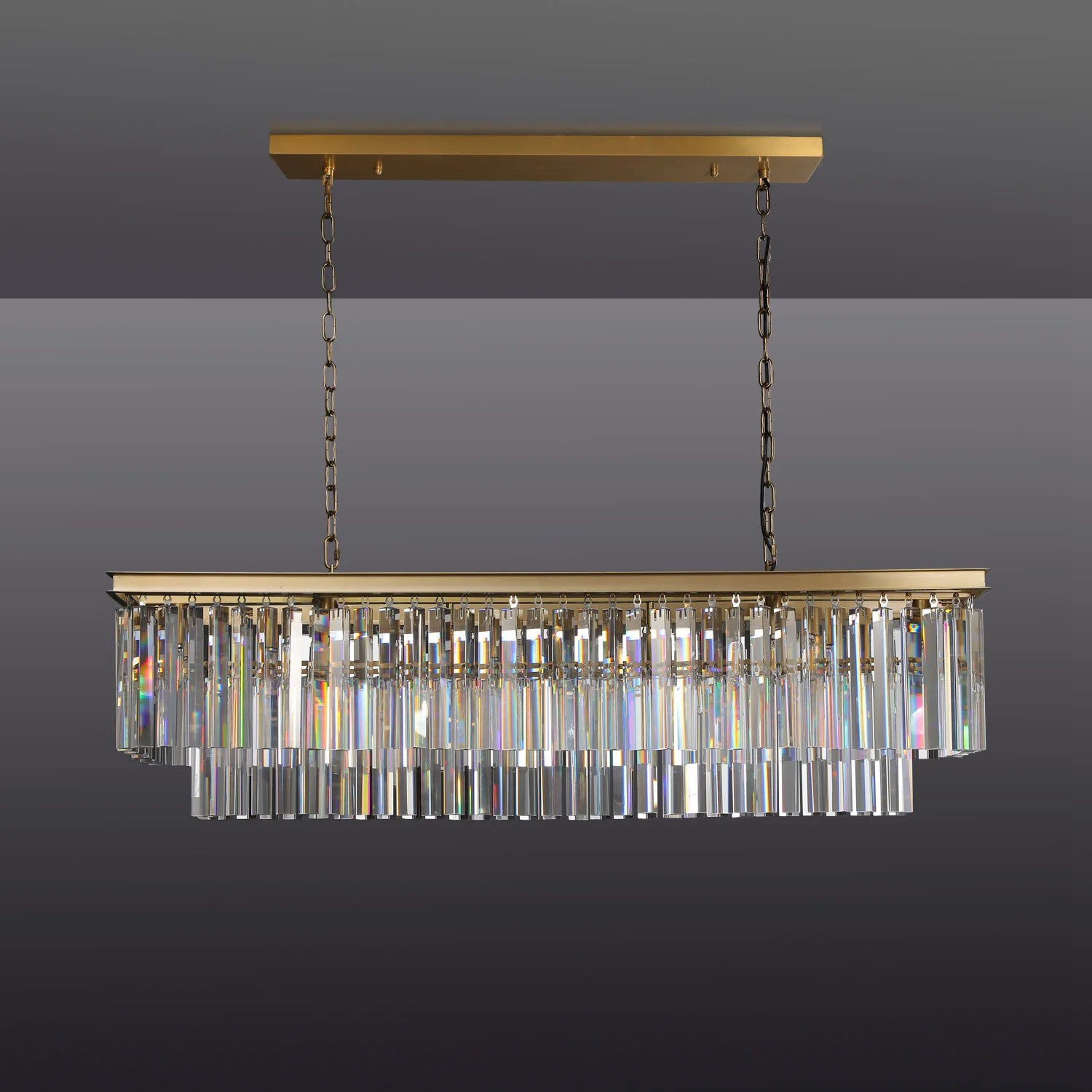 49 Inch Cristal Prism Tiered Rectangular Chandelier - Odeon