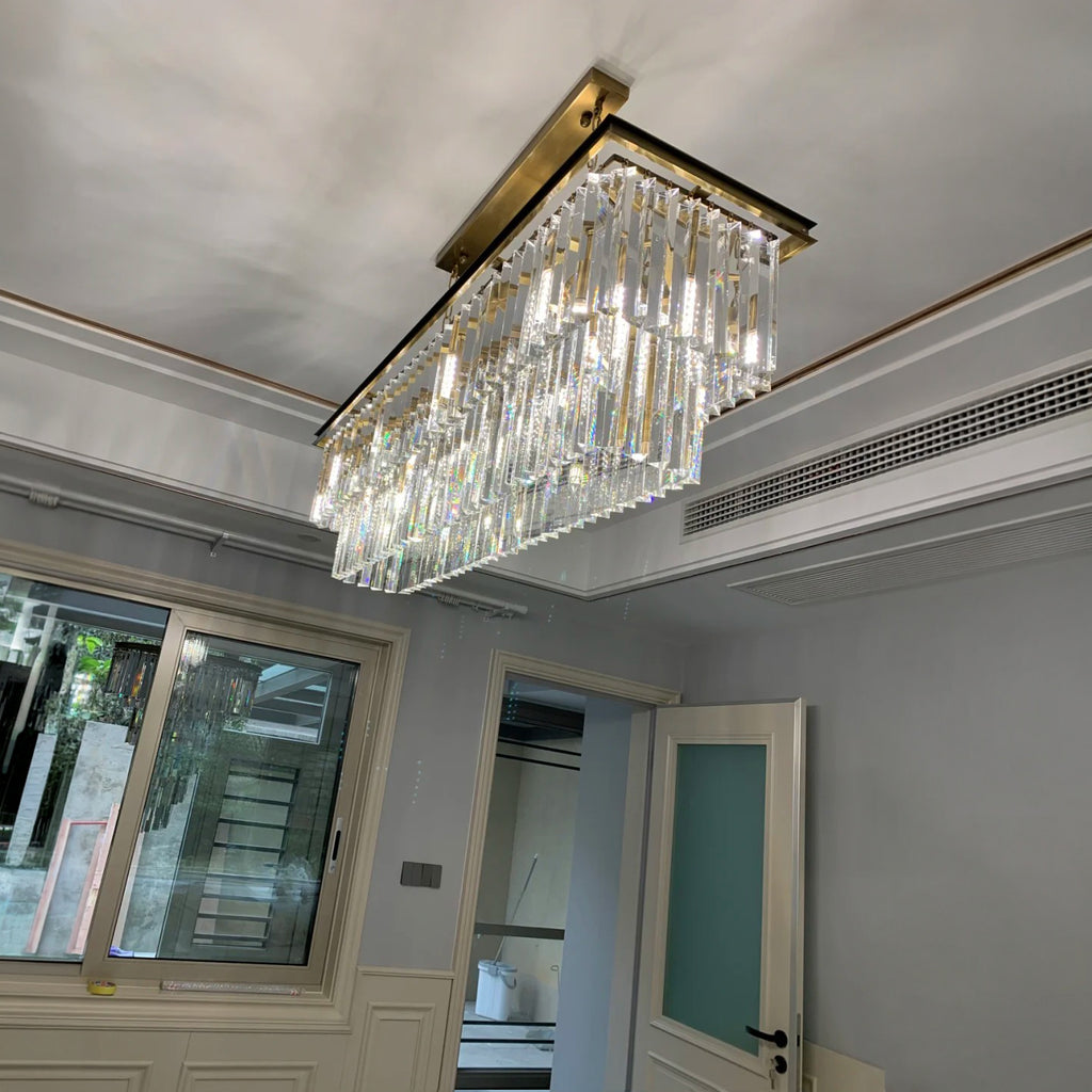 49 Inch Crystal Prism Tiered Rectangular Chandelier - Odeon