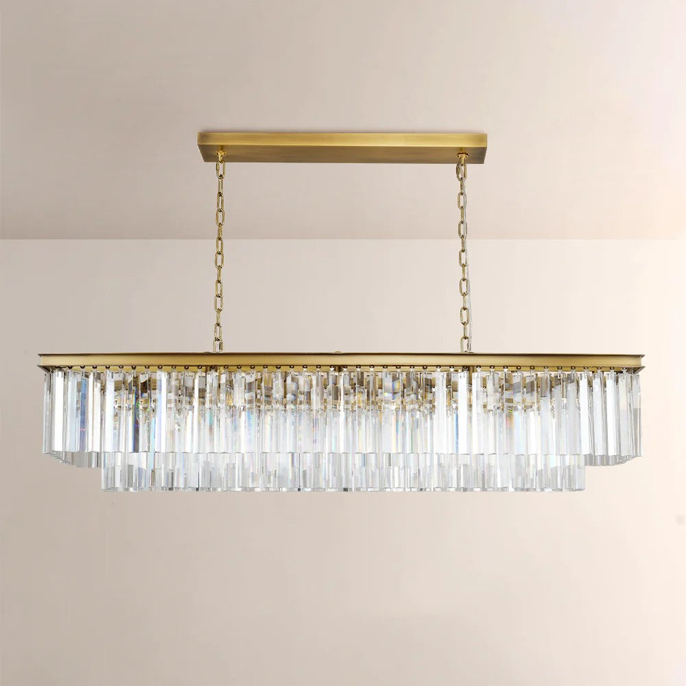 59 Inch Cristal Prism Tiered Rectangular Chandelier - Odeon