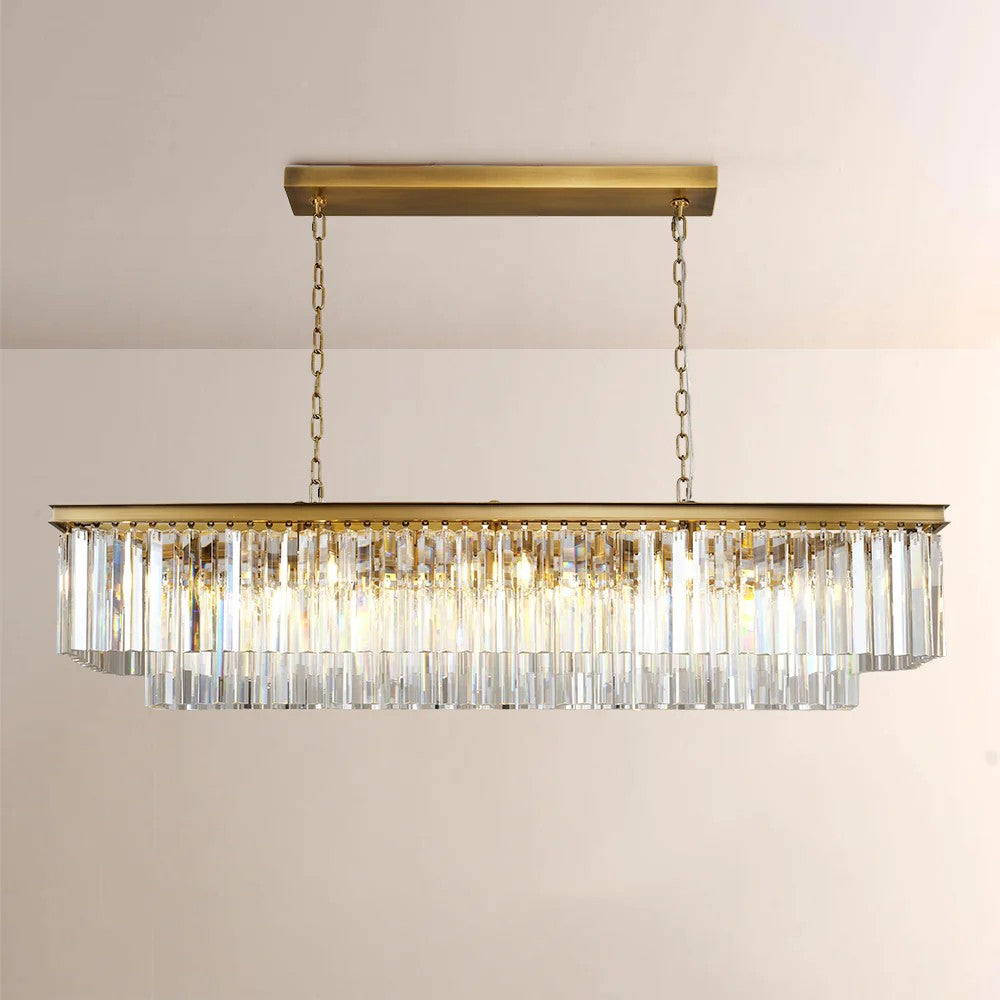 59 Inch Crystal Prism Tiered Rectangular Chandelier - Odeon