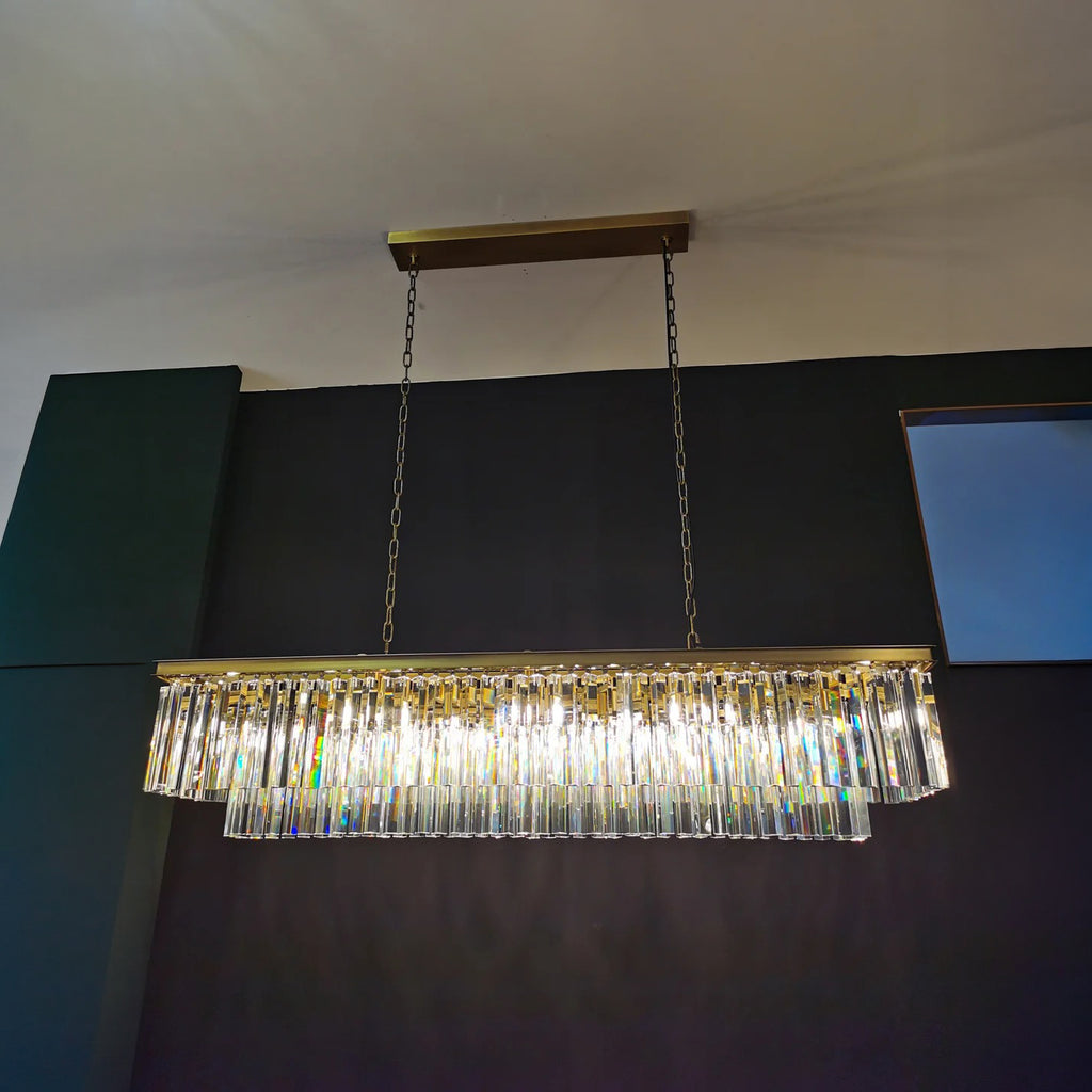 59 Inch Crystal Prism Tiered Rectangular Chandelier - Odeon