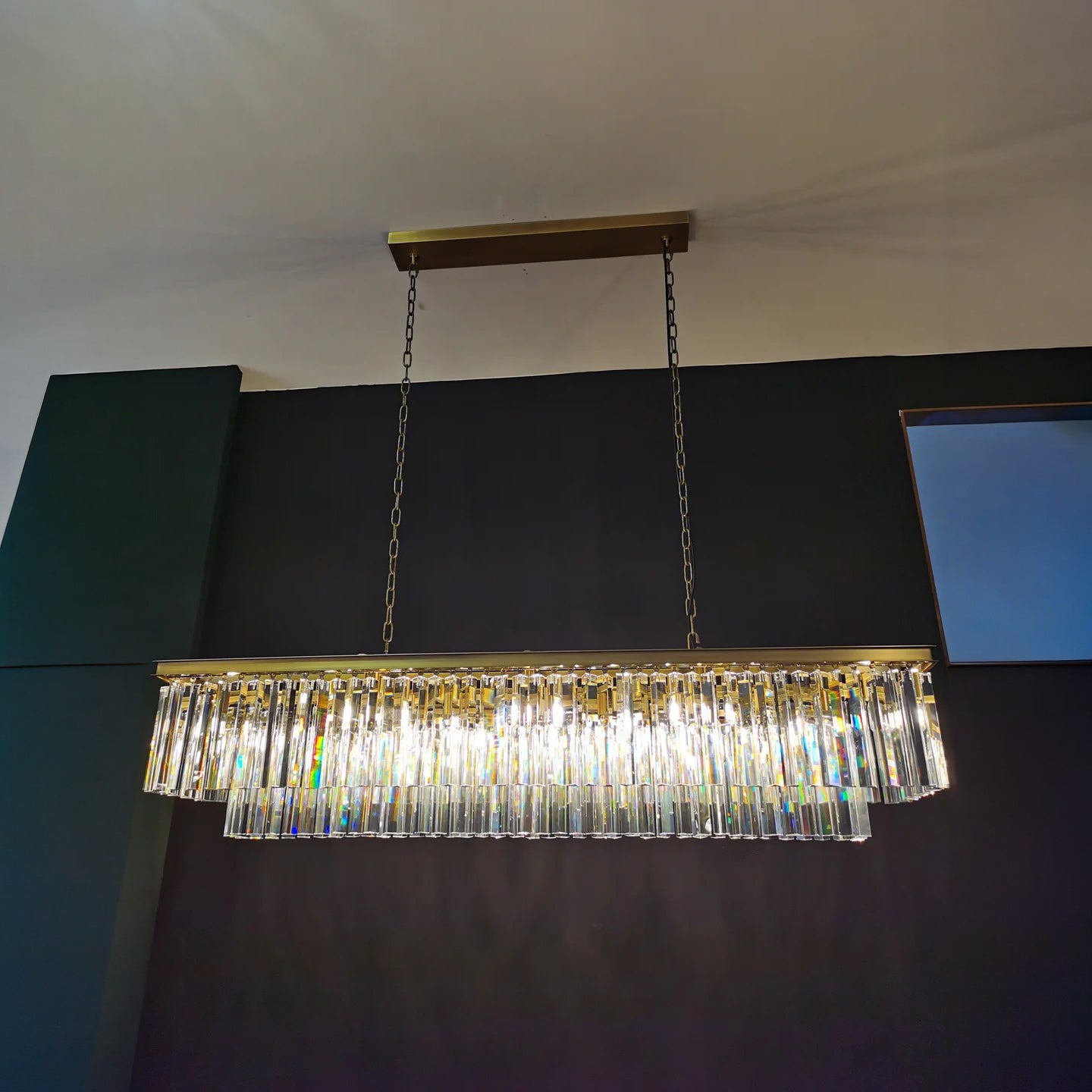 59 Inch Cristal Prism Tiered Rectangular Chandelier - Odeon