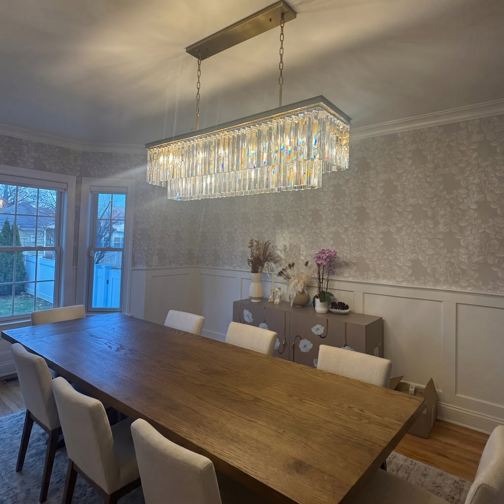 59 Inch Crystal Prism Tiered Rectangular Chandelier - Odeon