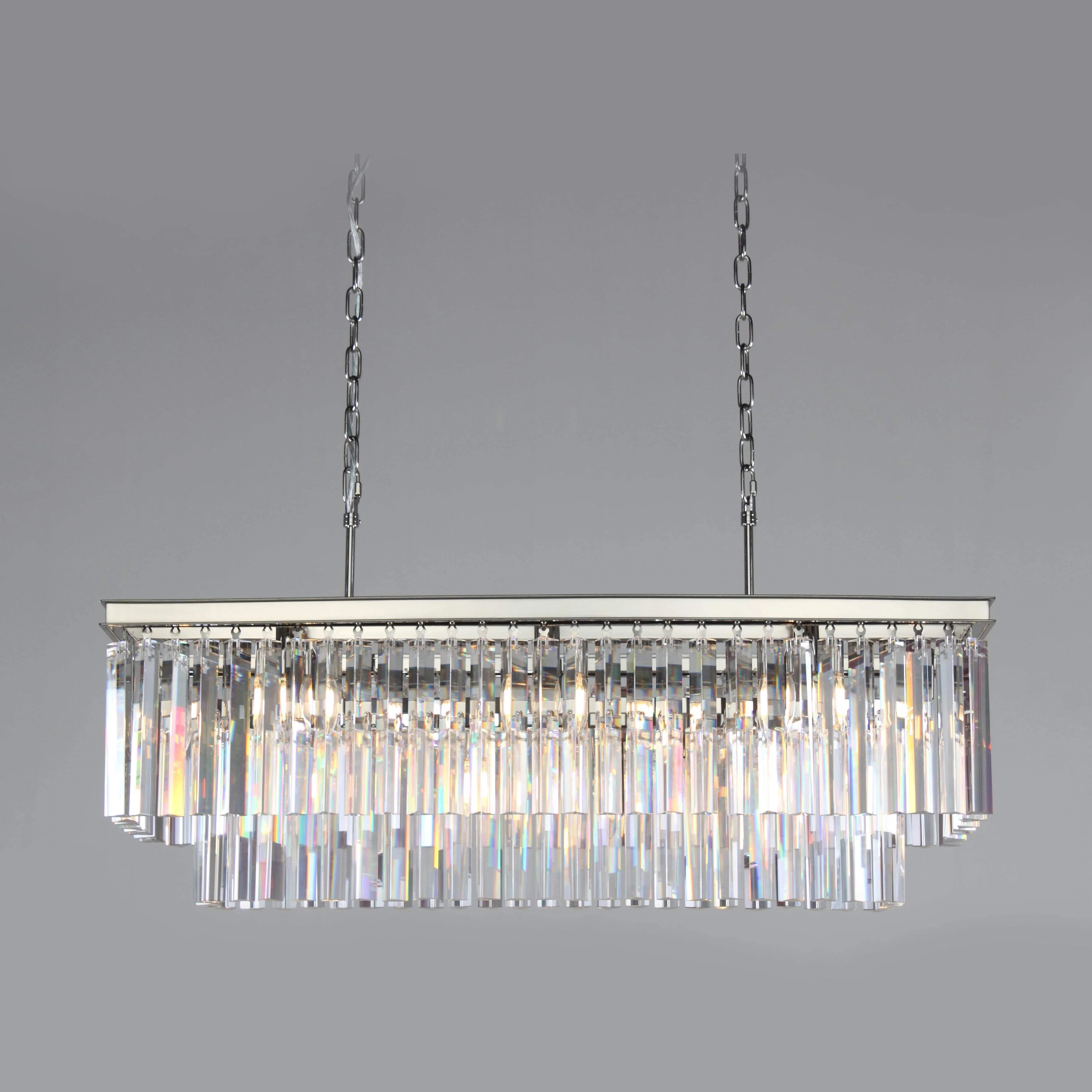 40 Inch Cristal Prism Tiered Rectangular Chandelier - Odeon