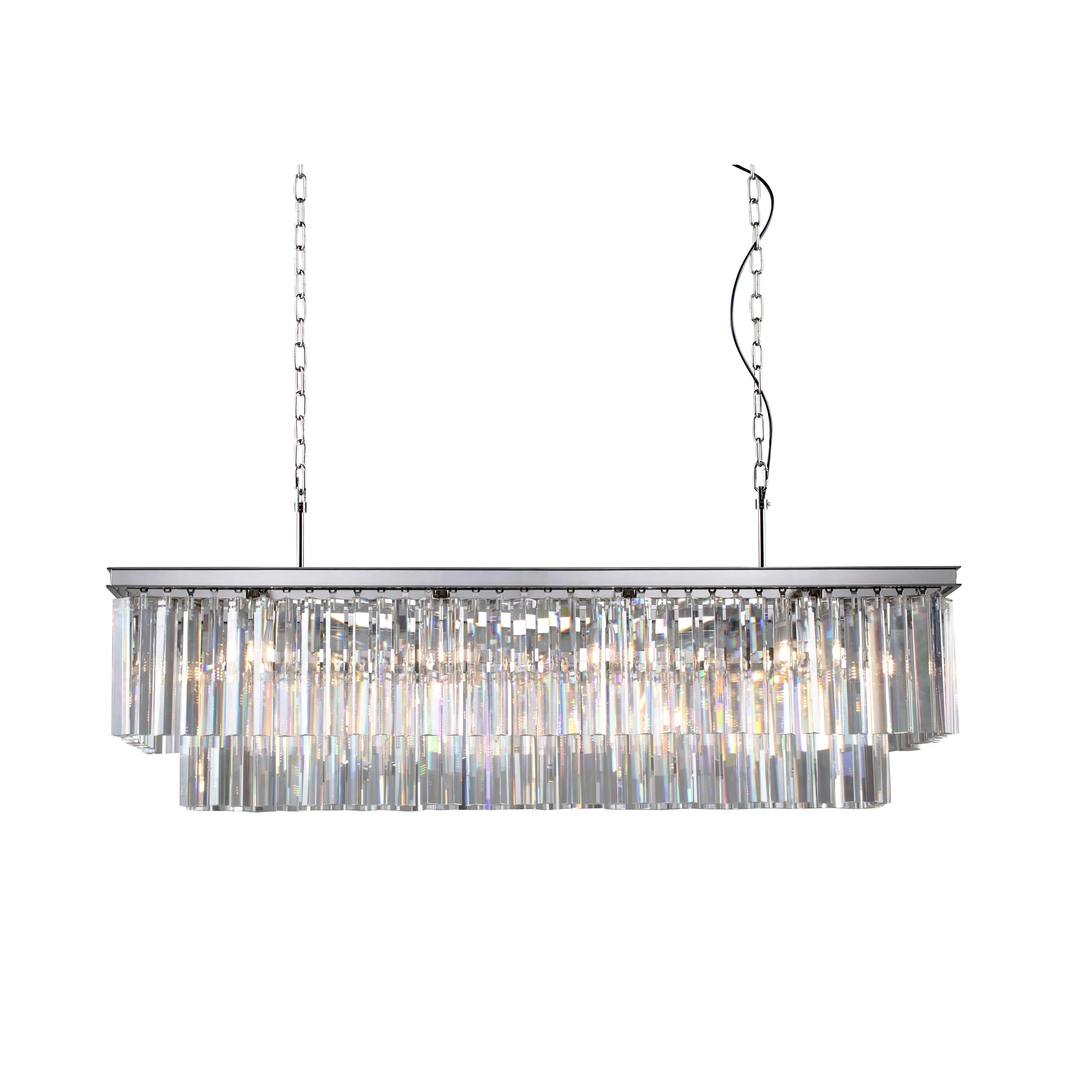 49 Inch Cristal Prism Tiered Rectangular Chandelier - Odeon