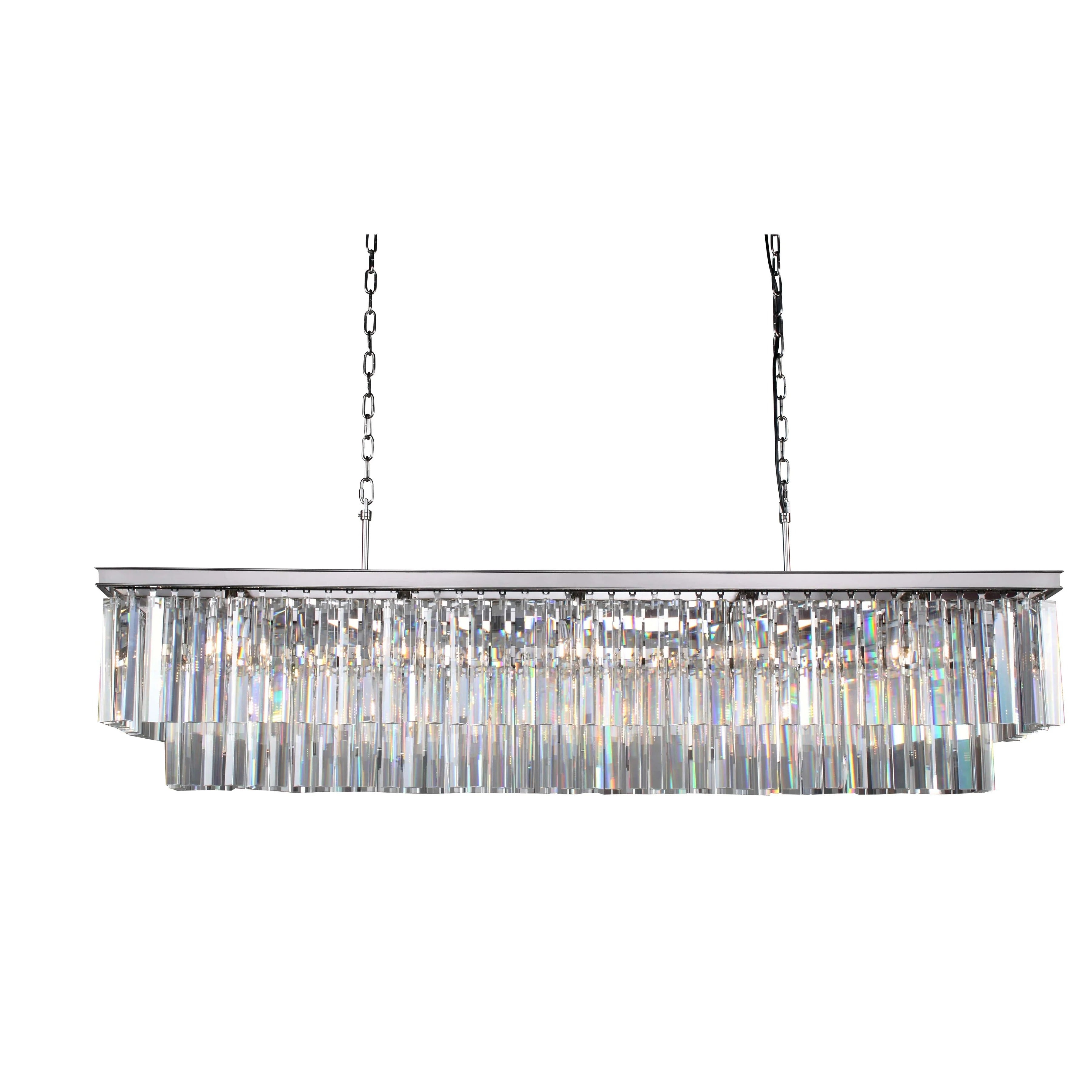 59 Inch Cristal Prism Tiered Rectangular Chandelier - Odeon