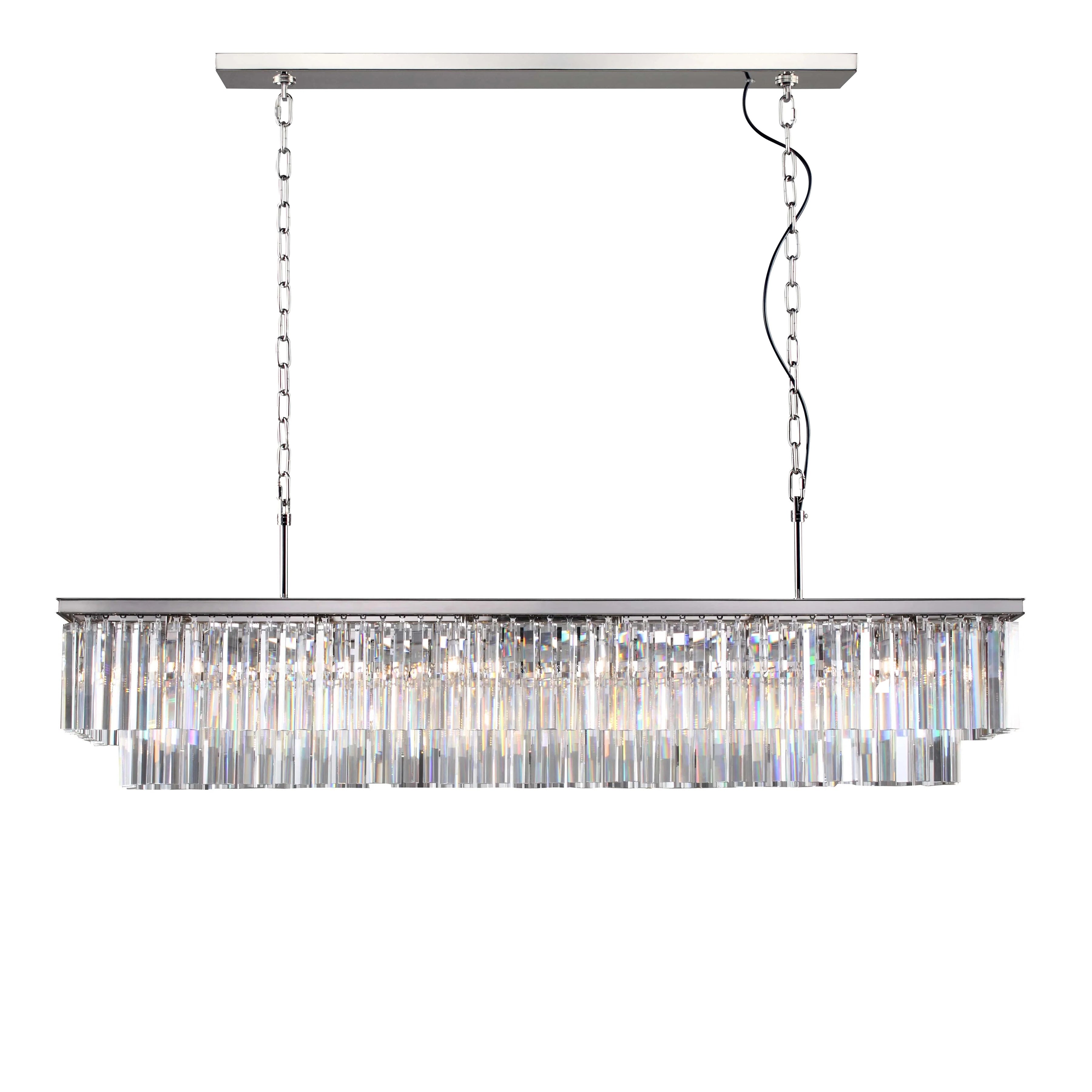 72 Inch Cristal Prism Tiered Rectangular Chandelier - Odeon