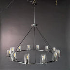 48 Inch Tapered Glass Wagon Wheel Chandelier - Pauillac