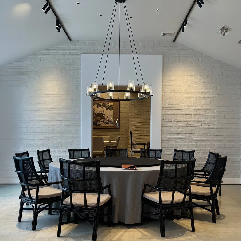 48 Inch Tapered Glass Wagon Wheel Chandelier - Pauillac