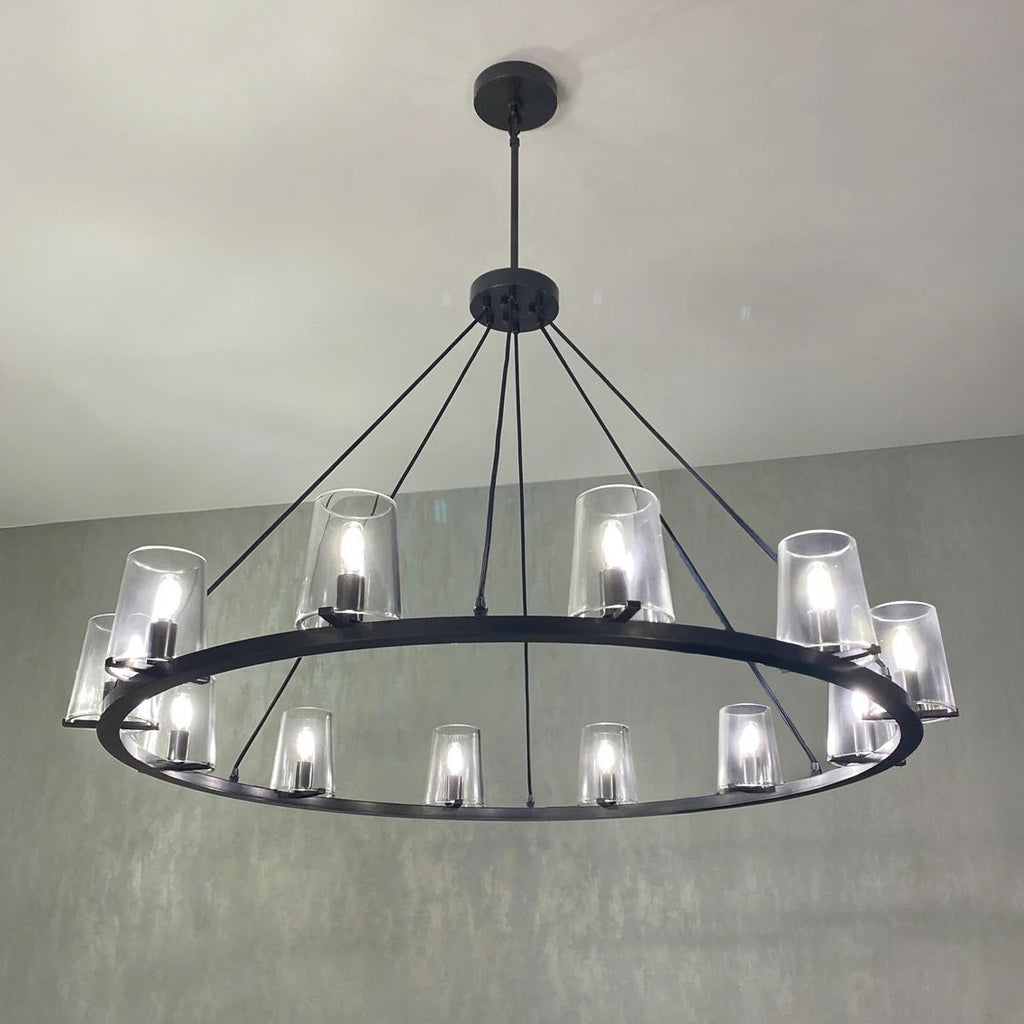 48 Inch Tapered Glass Wagon Wheel Chandelier - Pauillac