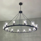 48 Inch Tapered Glass Wagon Wheel Chandelier - Pauillac