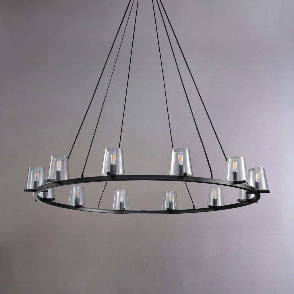 60 Inch Cone Glass Wagon Wheel Chandelier - Pauillac